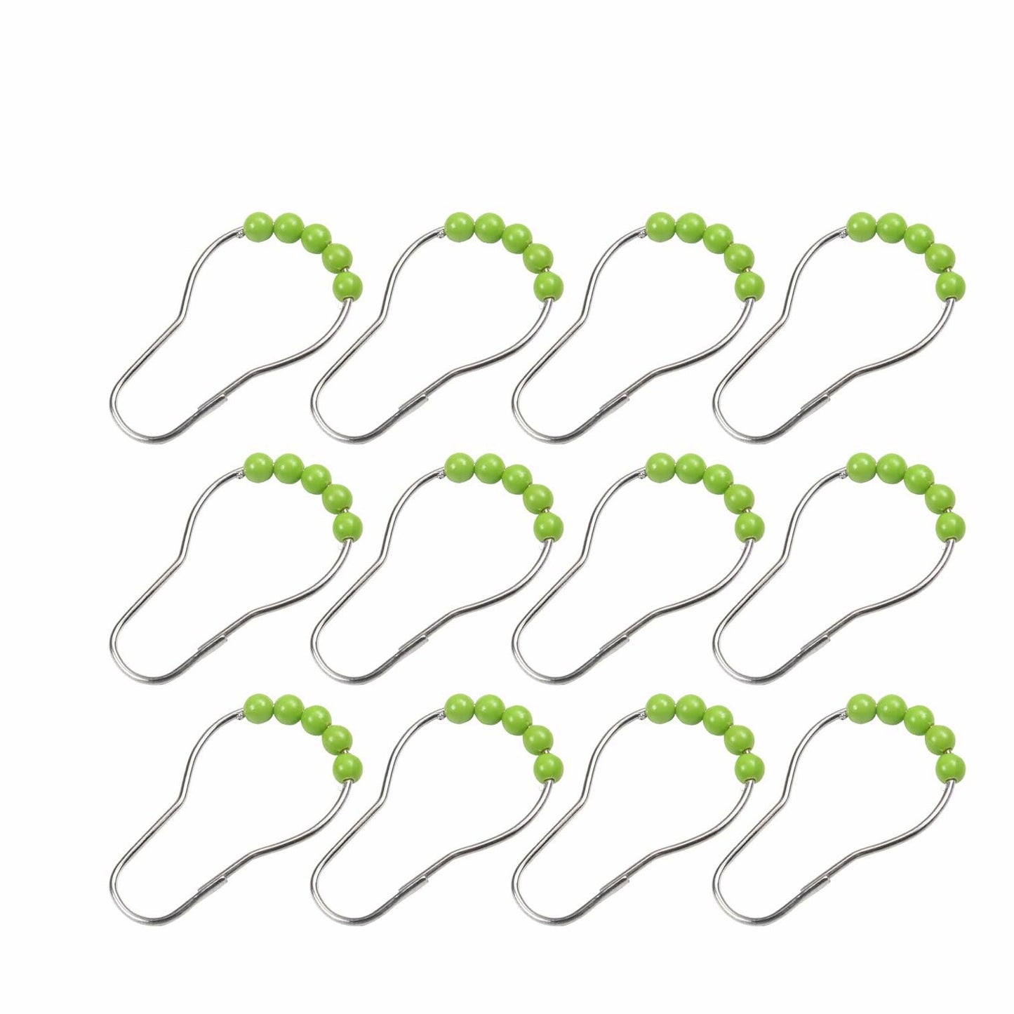 12 Pcs Green Metal Shower Curtain Ring Hooks