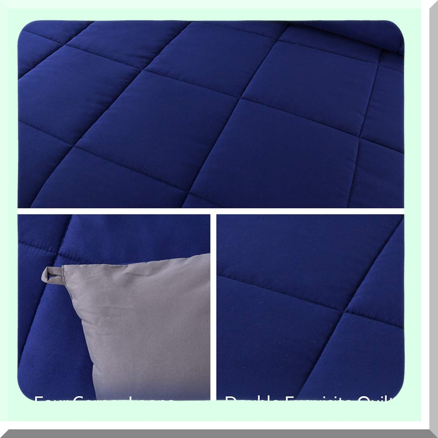 UltraSoft Down Alternative Comforter Set - Full Size 3 Piece Quilted Bedding Bundle with 2 Pillow Shams - Lightweight All Season Duvet Insert in Blue/Grey Color Palette