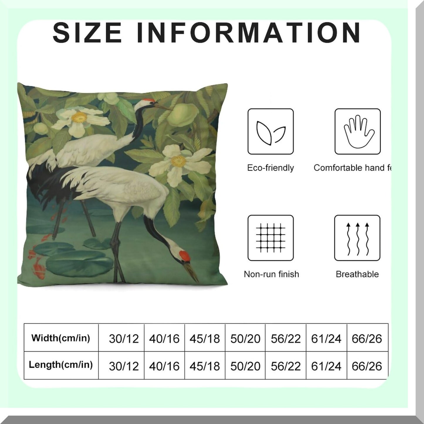 Cranes Velvet Throw Pillow - 18x18 Inch Double Sided Zipper Cushion Cover for Couch Sofa Bed Outdoor - Soft Decor Case