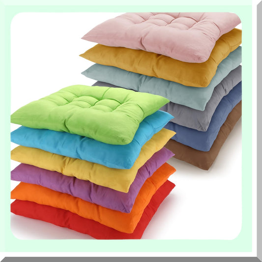 Colorful Tufted Meditation Cushions - Set of 12 Large Square Floor Pillows for Adults & Kids. Thick, Flexible Seating Mats for Yoga, Living Room, Classroom.