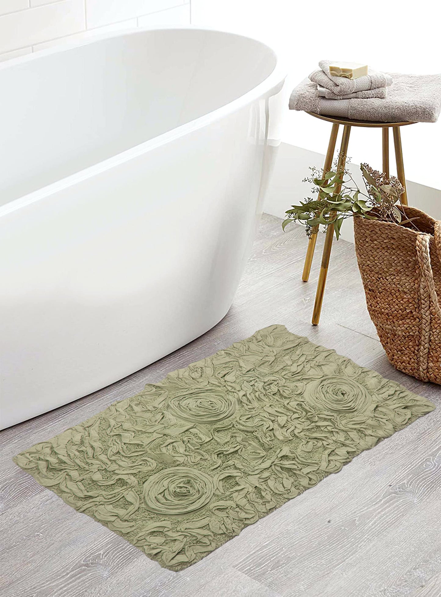 100% Cotton Green Bath Rug 21"x34"