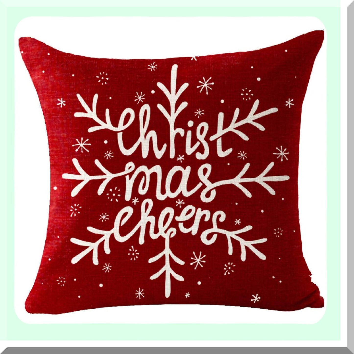 Winter Wonderland Snowflake Pillowcase Set - Festive Red Snowman & Pine Tree Design for Cozy Home Decor - Pack of 4 Cotton Linen Throw Pillow Covers 18"x 18"