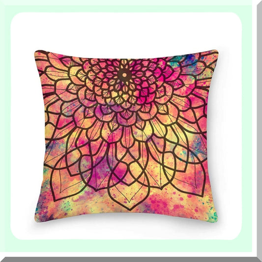 Psychedelic Dream Throw Pillow Covers - Set of 2, Boho Chic Decorative Cushion Cases, Vibrant Colors, 18x18 Inches, Retro Hippie Style A Design