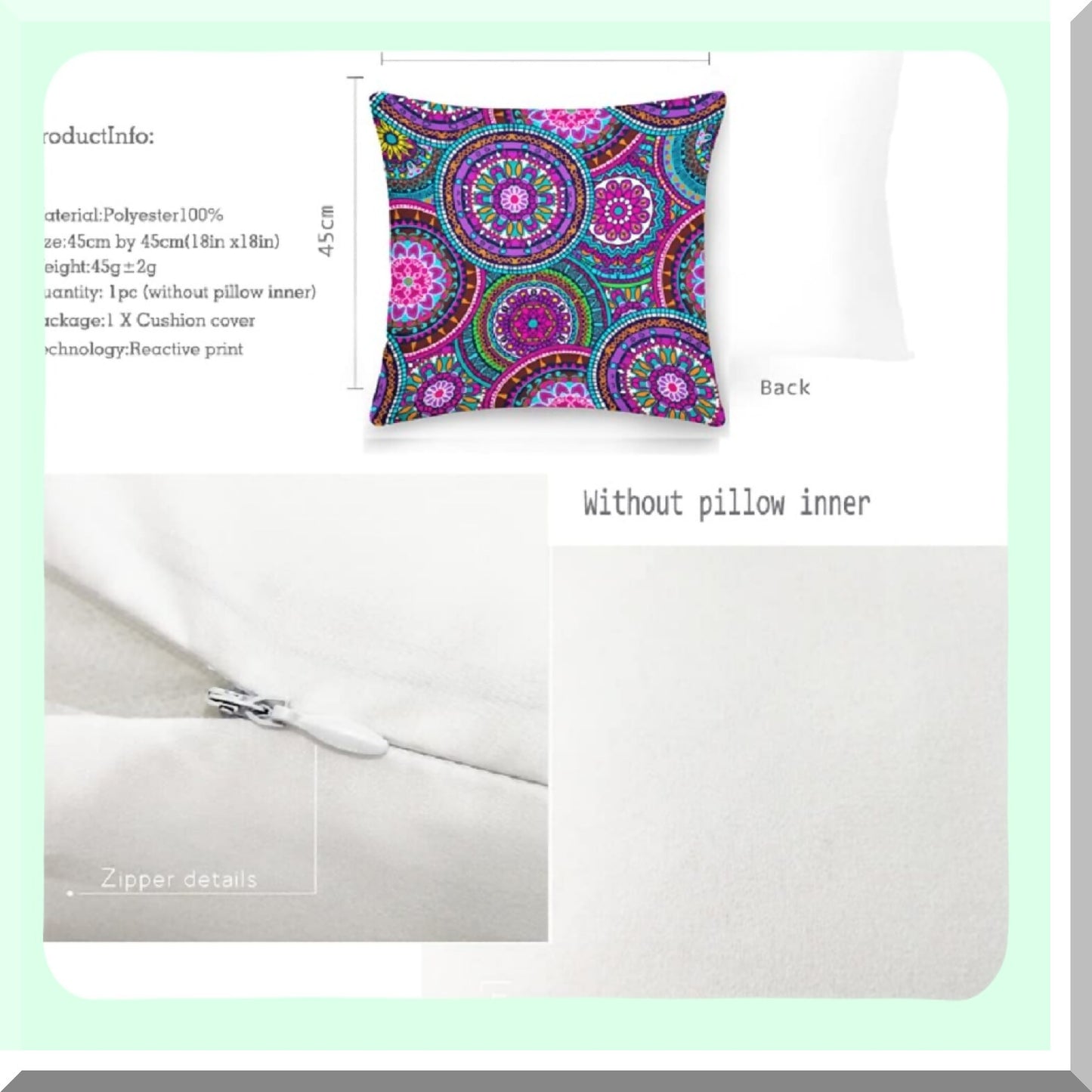 Psychedelic Dream Throw Pillow Covers - Set of 2, Boho Chic Decorative Cushion Cases, Vibrant Colors, 18x18 Inches, Retro Hippie Style A Design