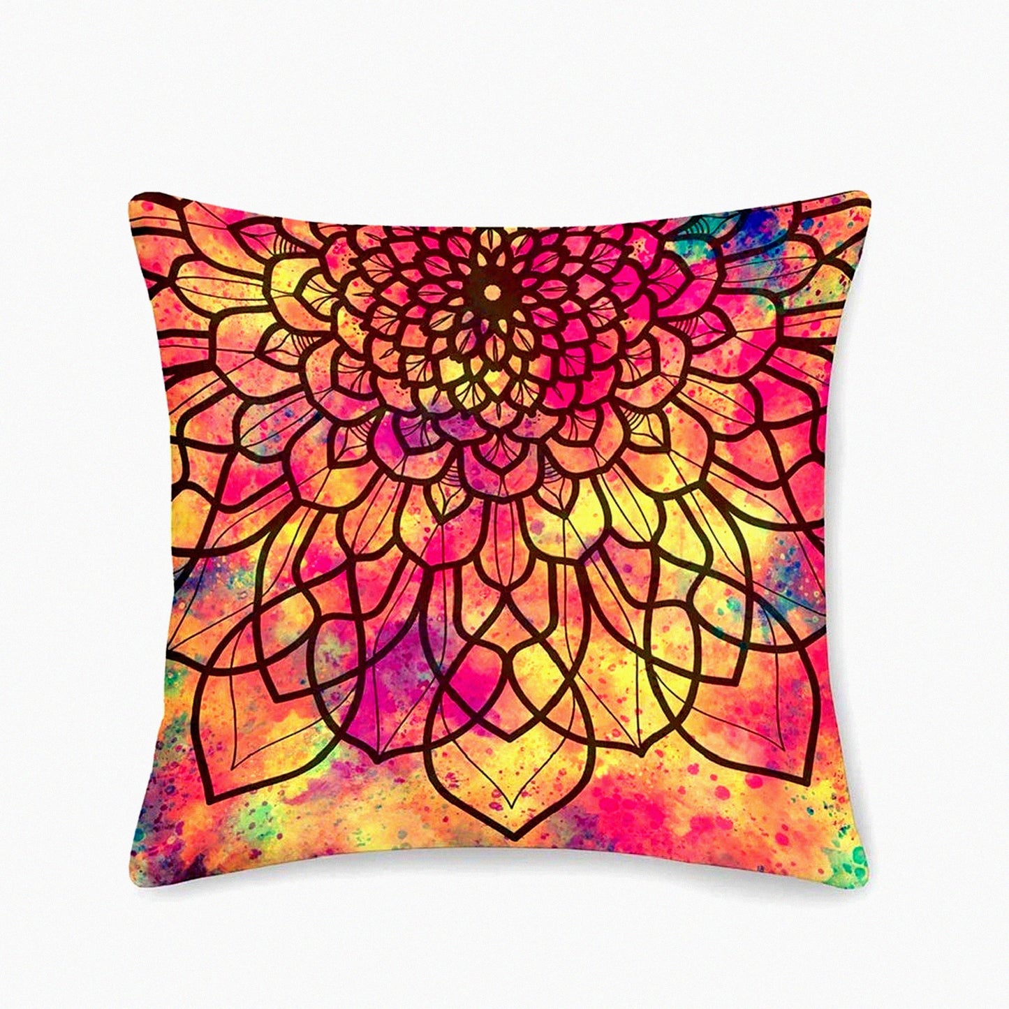 Psychedelic Dream Throw Pillow Covers - Set of 2, Boho Chic Decorative Cushion Cases, Vibrant Colors, 18x18 Inches, Retro Hippie Style A Design