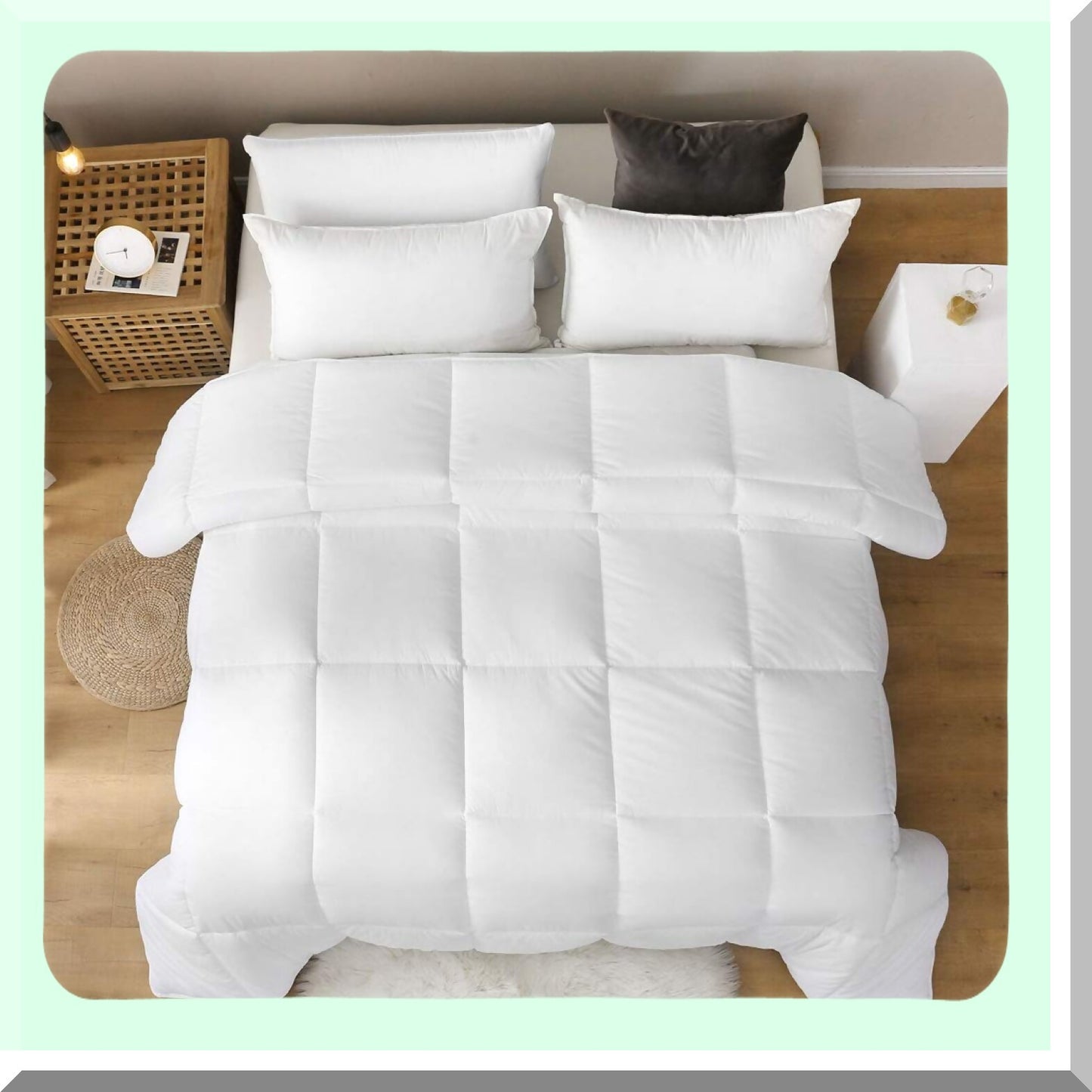 UltraFluff Cotton Comforter - Twin Size | All Season Bedding Duvet Insert | Soft & Breathable Microfiber Cover | White | 64x88 inches | Hypoallergenic & Cozy