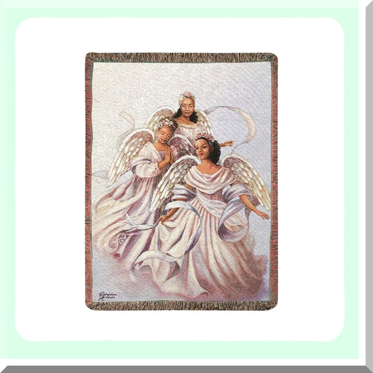 Heavenly Harmony Inspirational Tapestry Throw, Angelic Trio, 50x60 Inches