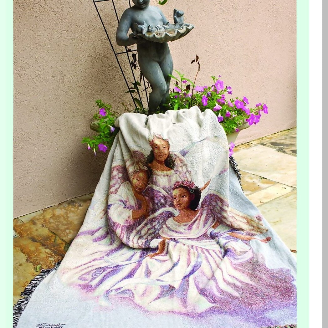 Heavenly Harmony Inspirational Tapestry Throw, Angelic Trio, 50x60 Inches