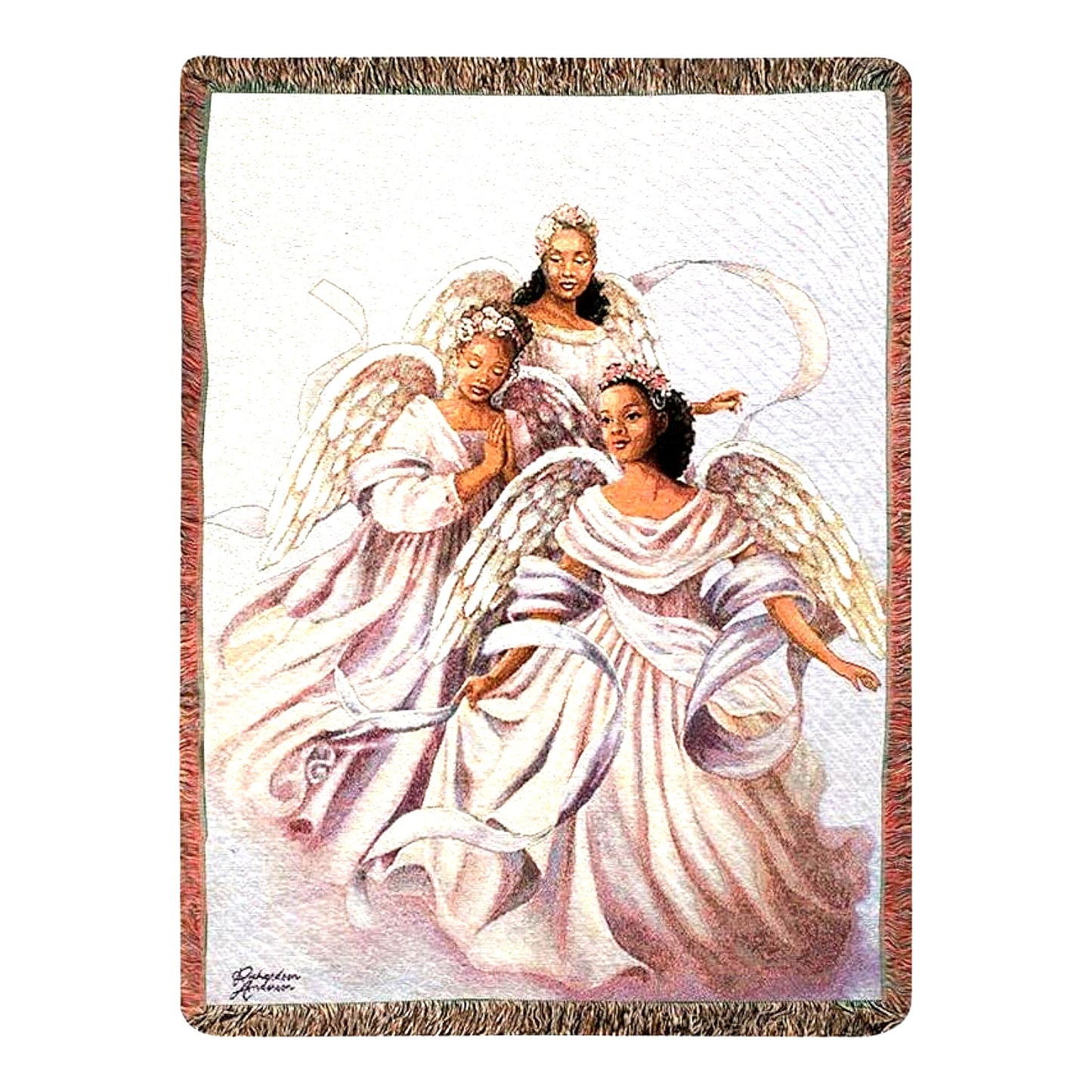 Heavenly Harmony Inspirational Tapestry Throw, Angelic Trio, 50x60 Inches