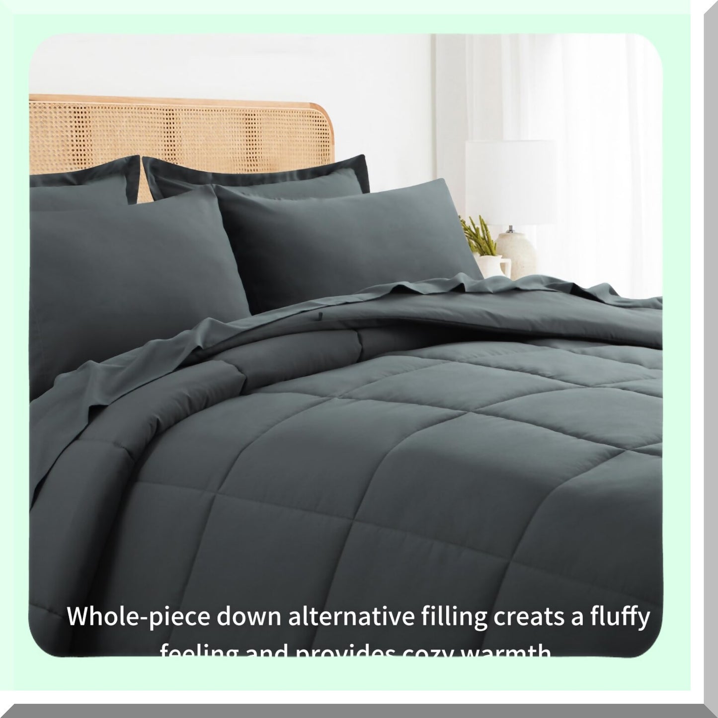 Dark Grey Twin Comforter Set - 5 Piece Bedding Bundle: Comforter, Sheets, Bed in a Bag - All Season Twin Size Bed Set - Cozy Bedroom Essentials