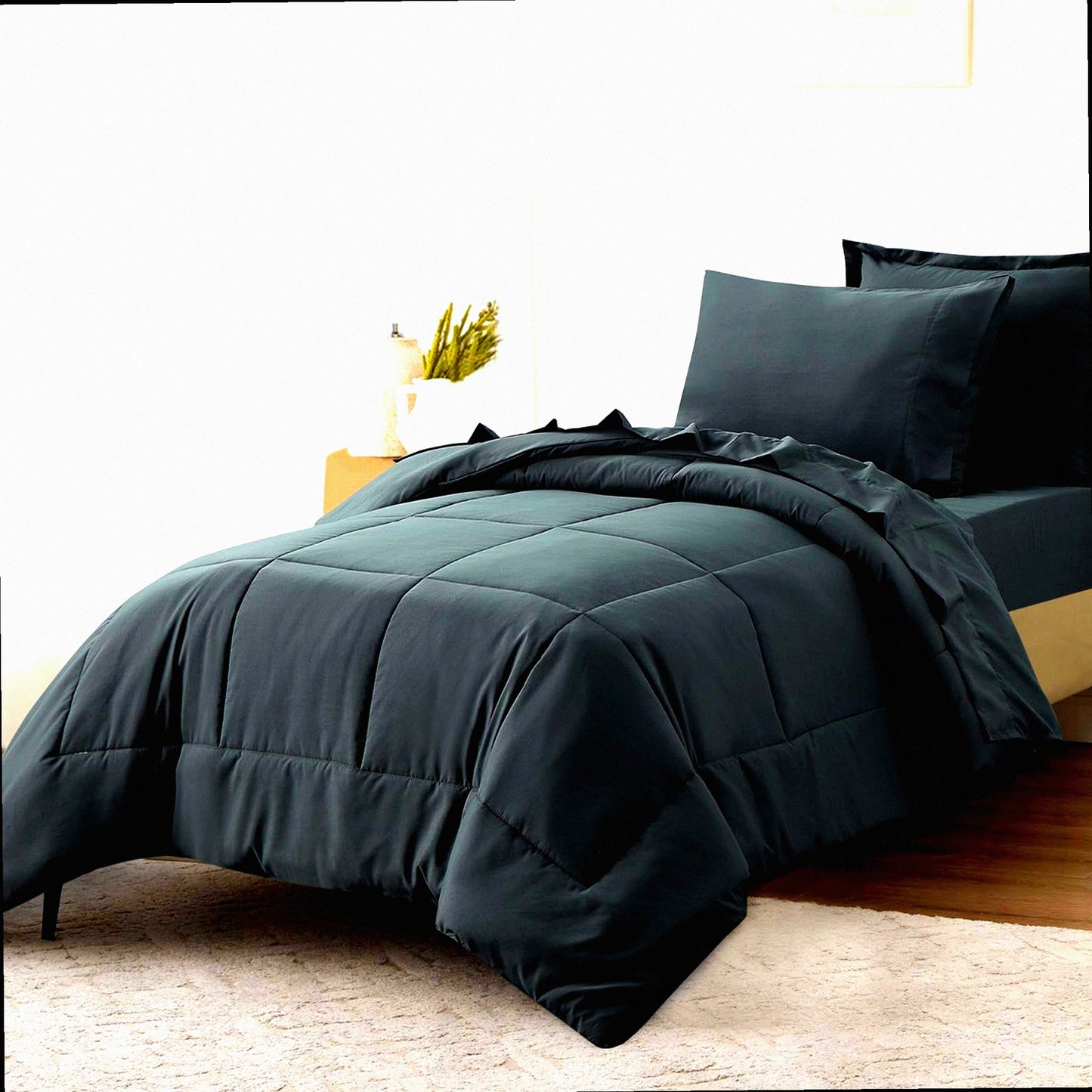 Dark Grey Twin Comforter Set - 5 Piece Bedding Bundle: Comforter, Sheets, Bed in a Bag - All Season Twin Size Bed Set - Cozy Bedroom Essentials