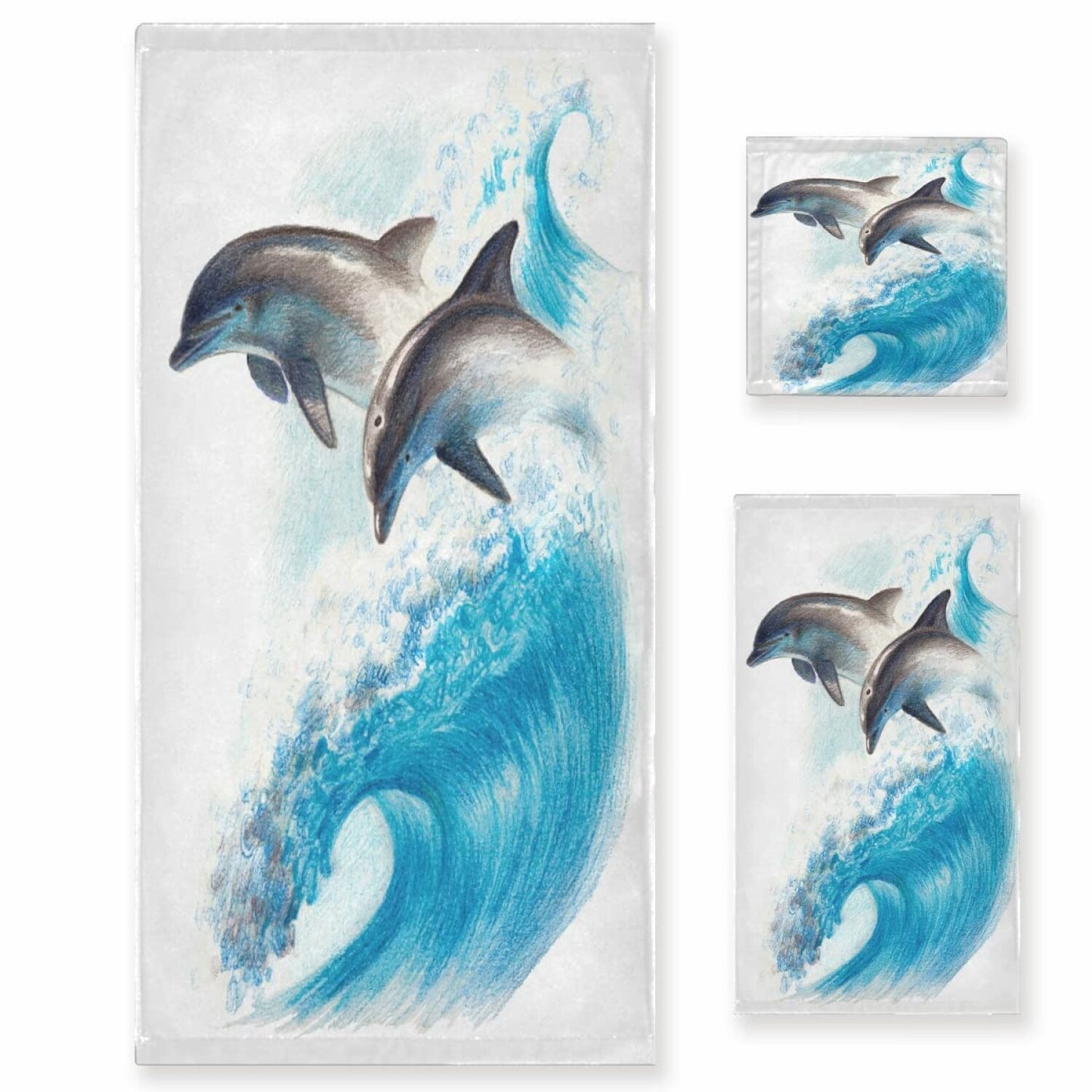 3-Piece Nautical Dolphin Sea Towel Set