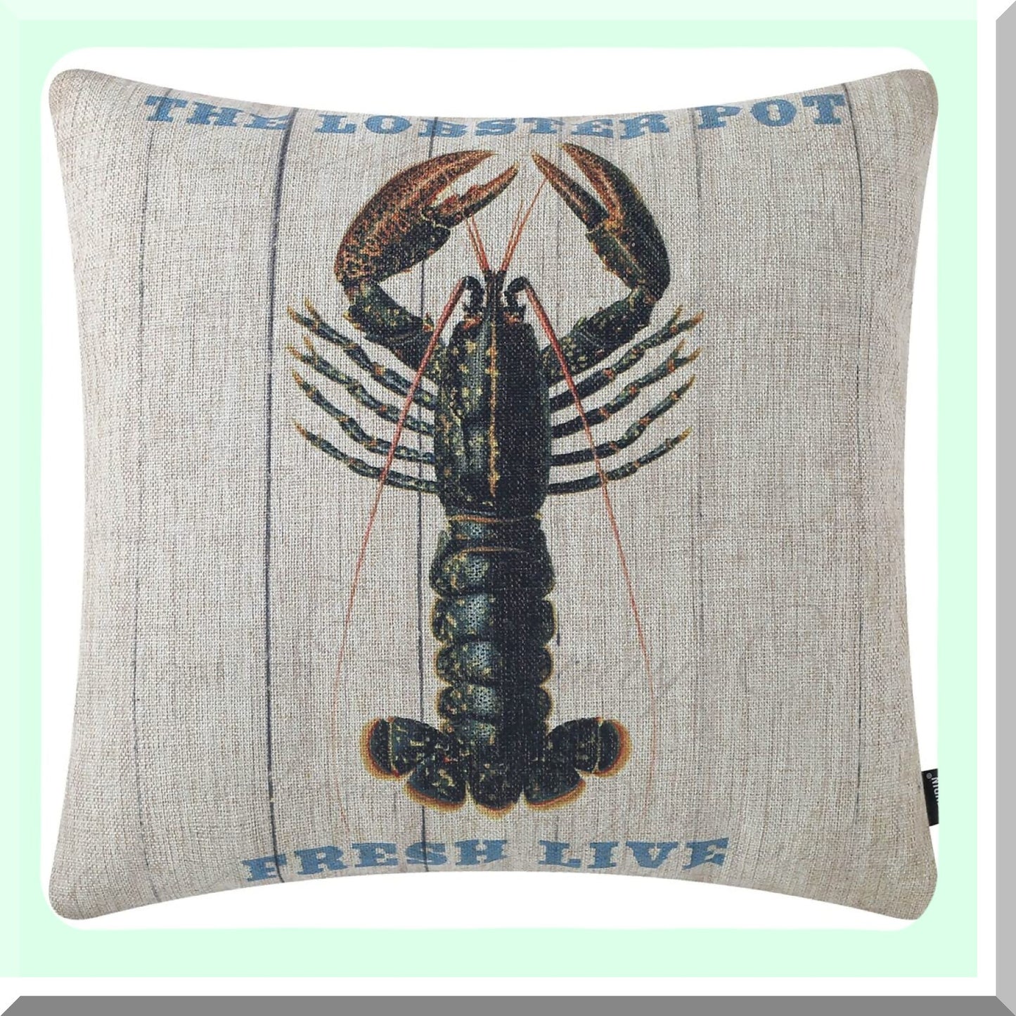 Nautical Sealife Decor Pillowcase - Lobster Print Cushion Cover for Couch Sofa - 18x18 Inch Throw Case - Square PL824TR - Home Decor Accent