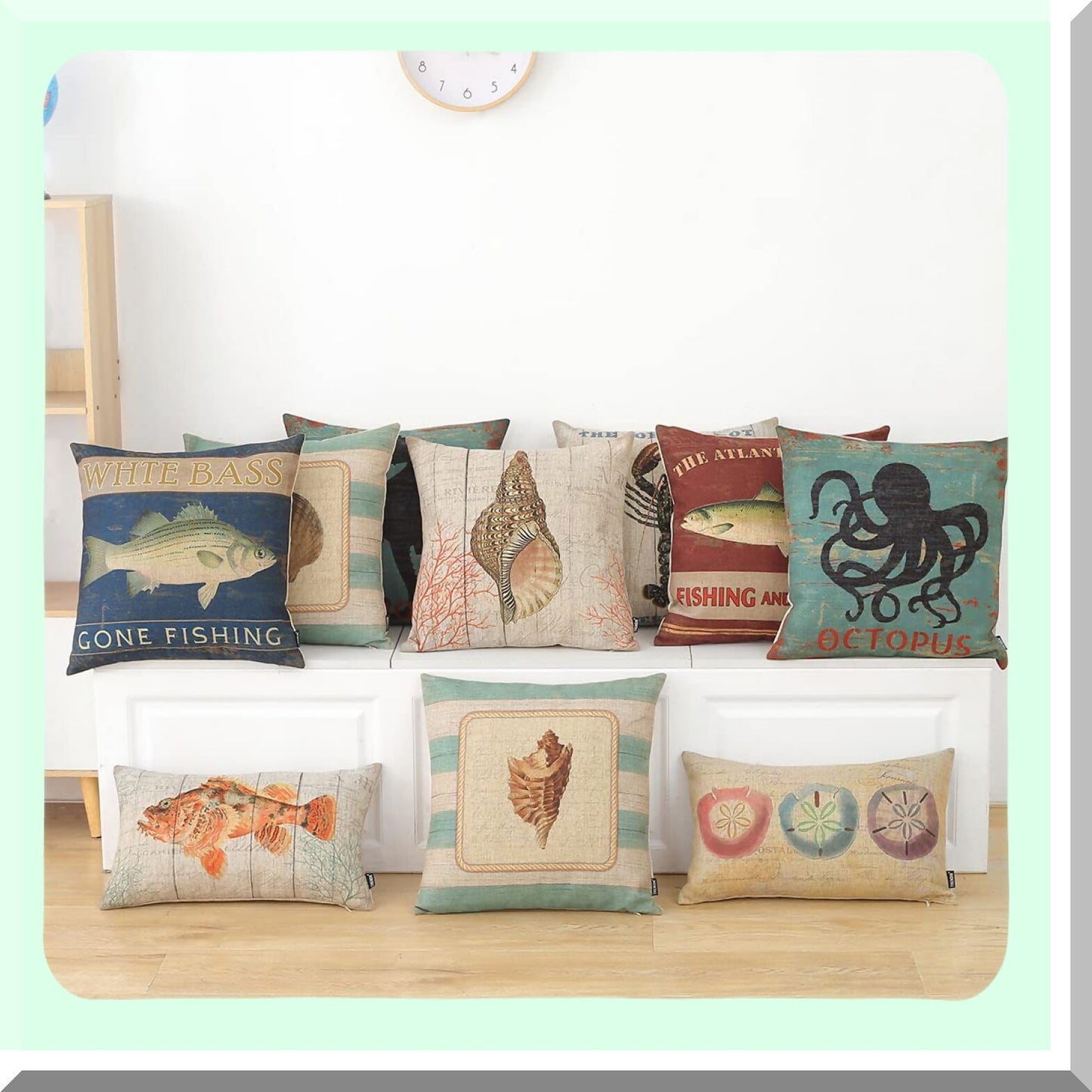 Nautical Sealife Decor Pillowcase - Lobster Print Cushion Cover for Couch Sofa - 18x18 Inch Throw Case - Square PL824TR - Home Decor Accent