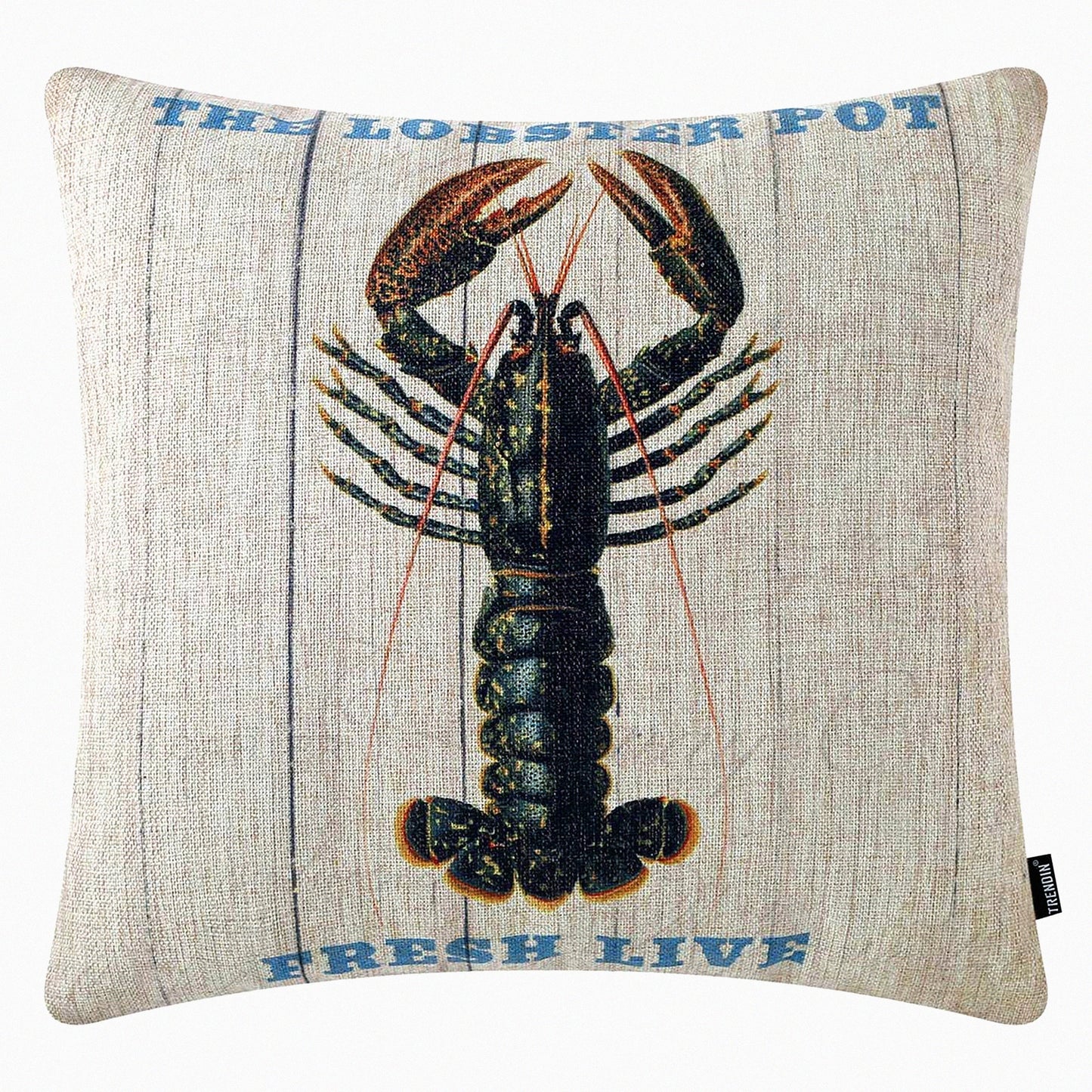 Nautical Sealife Decor Pillowcase - Lobster Print Cushion Cover for Couch Sofa - 18x18 Inch Throw Case - Square PL824TR - Home Decor Accent