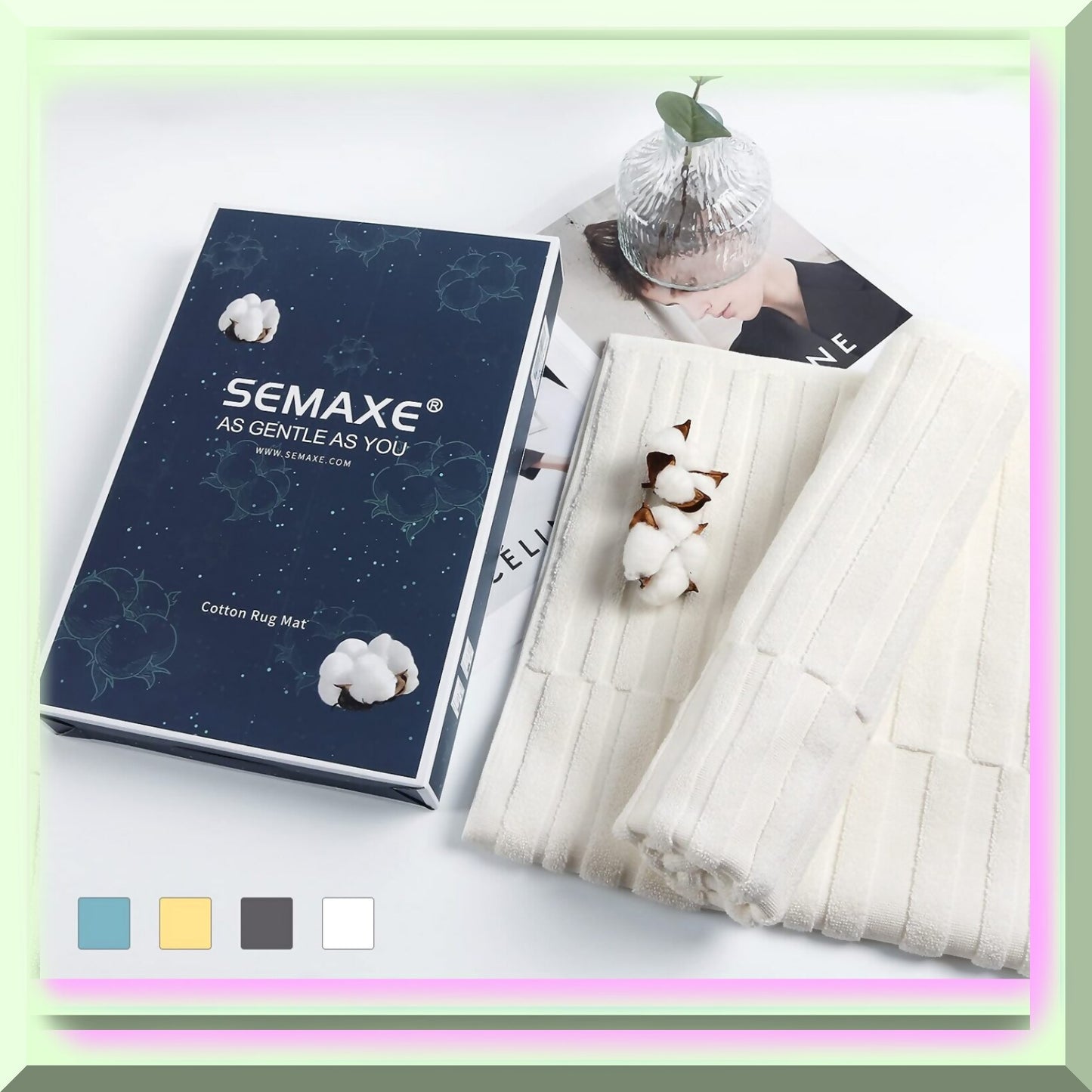 White Cotton Bath Mat Set 2 Pack