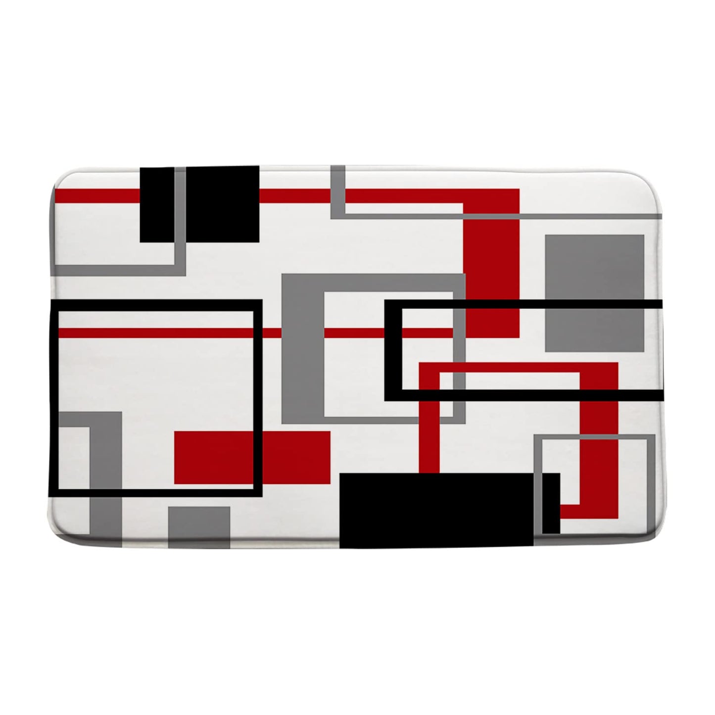 Red Black Geometric Bath Mat 17.8"x29.5"