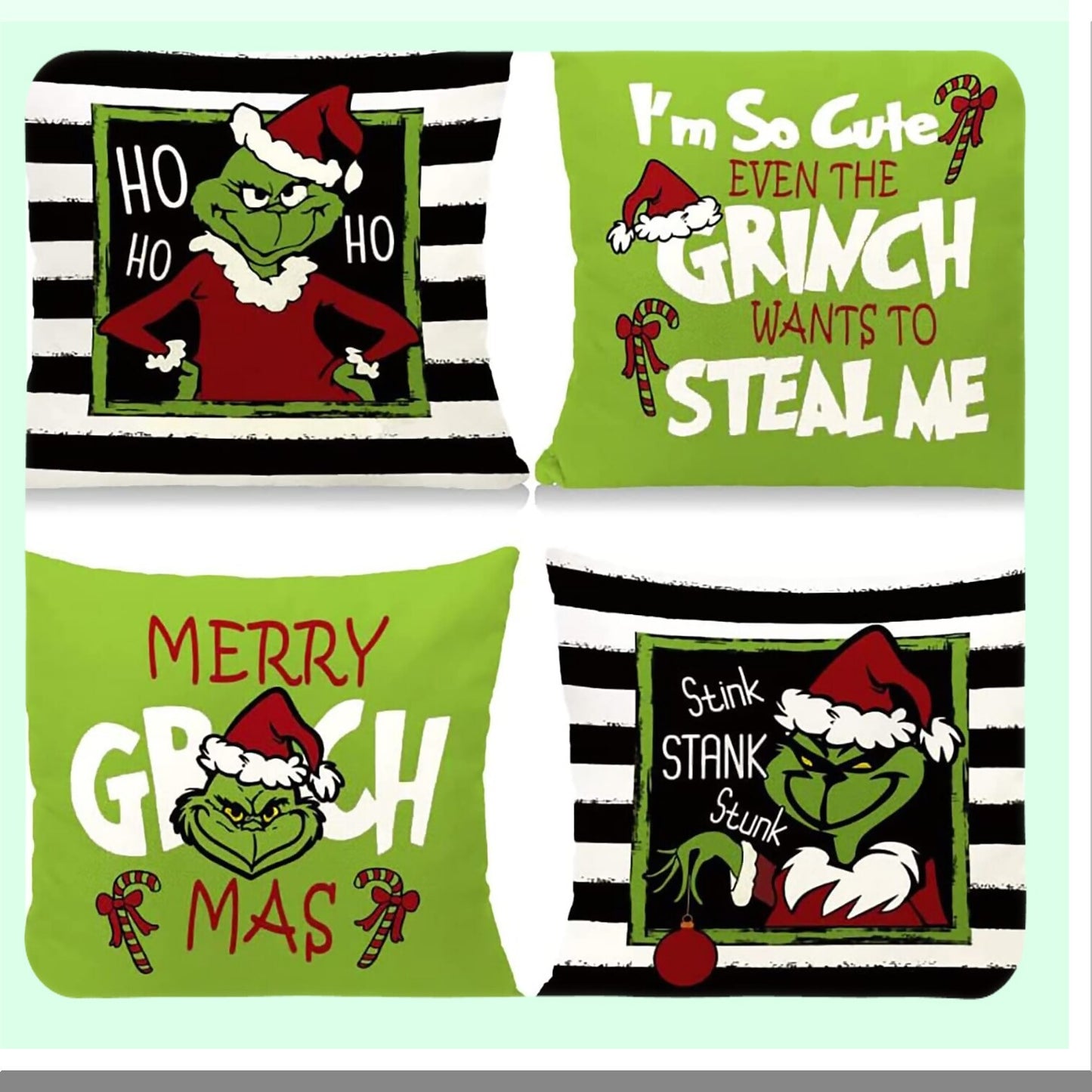 Winter Wonderland Pillow Cover Set - 18x18 Decorative Xmas Throw Pillow Covers for Home Decor - Festive Holiday Linen Couch Decoration Pack of 4