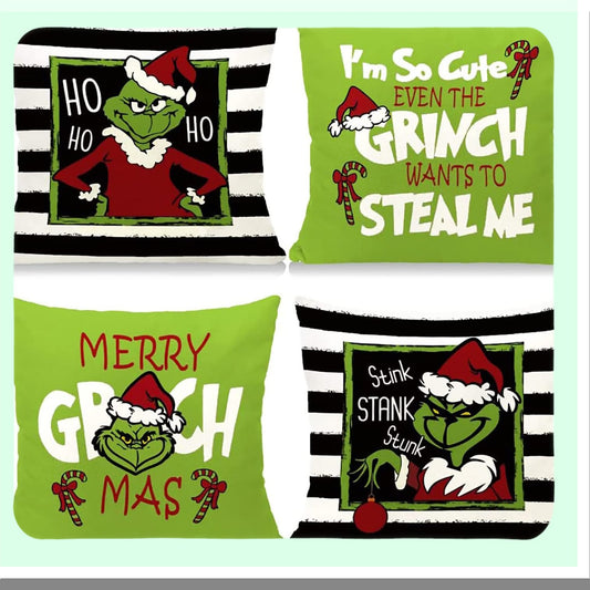 Winter Wonderland Pillow Cover Set - 18x18 Decorative Xmas Throw Pillow Covers for Home Decor - Festive Holiday Linen Couch Decoration Pack of 4