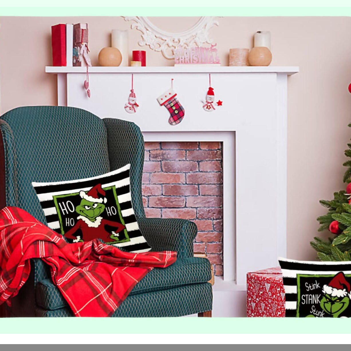 Winter Wonderland Pillow Cover Set - 18x18 Decorative Xmas Throw Pillow Covers for Home Decor - Festive Holiday Linen Couch Decoration Pack of 4