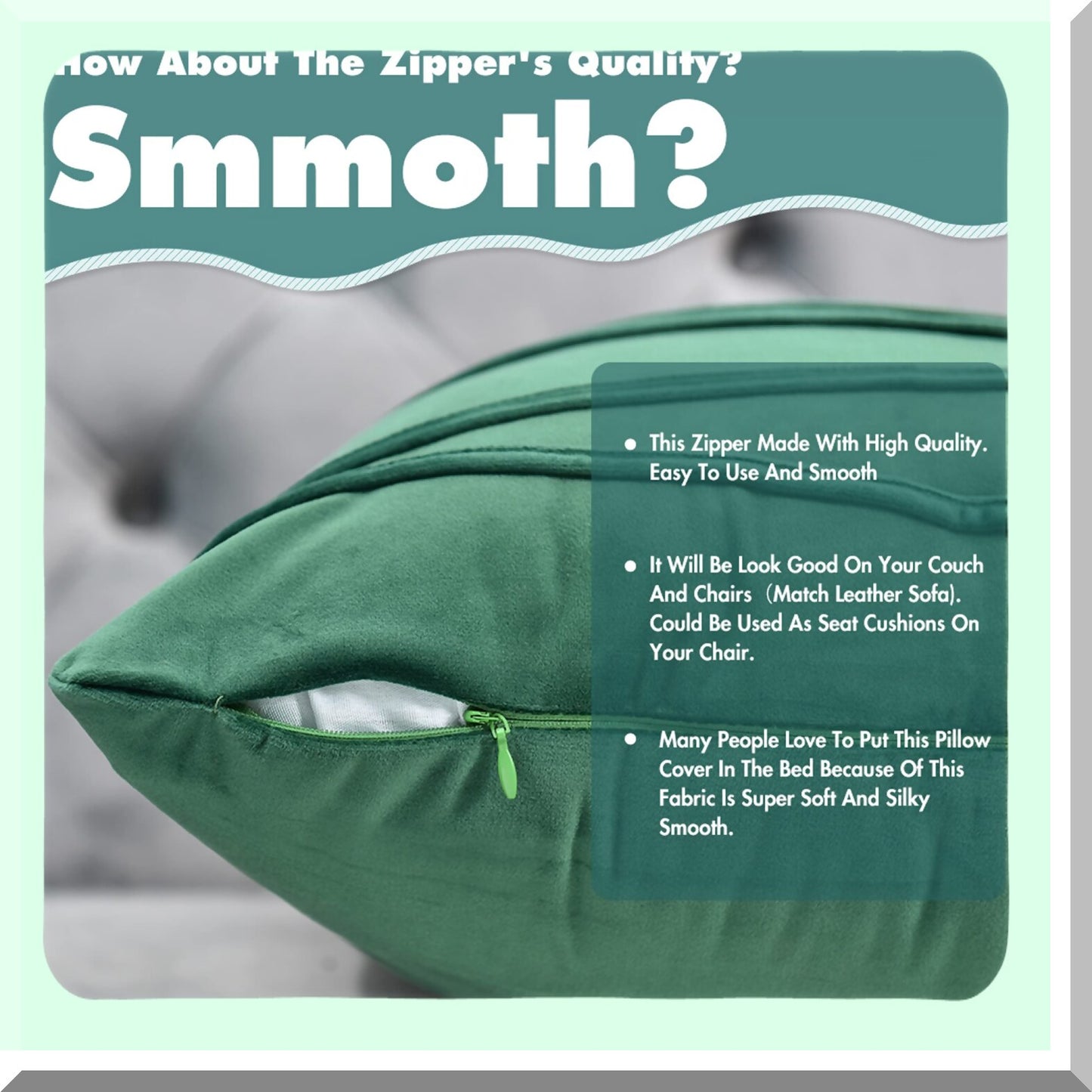 Luxury Velvet Decorative Throw Pillow Covers - Set of 2 Deep Green Square Pillow Cases for Sofa, Bed, Living Room - 24X24 Accent Couch Pillows