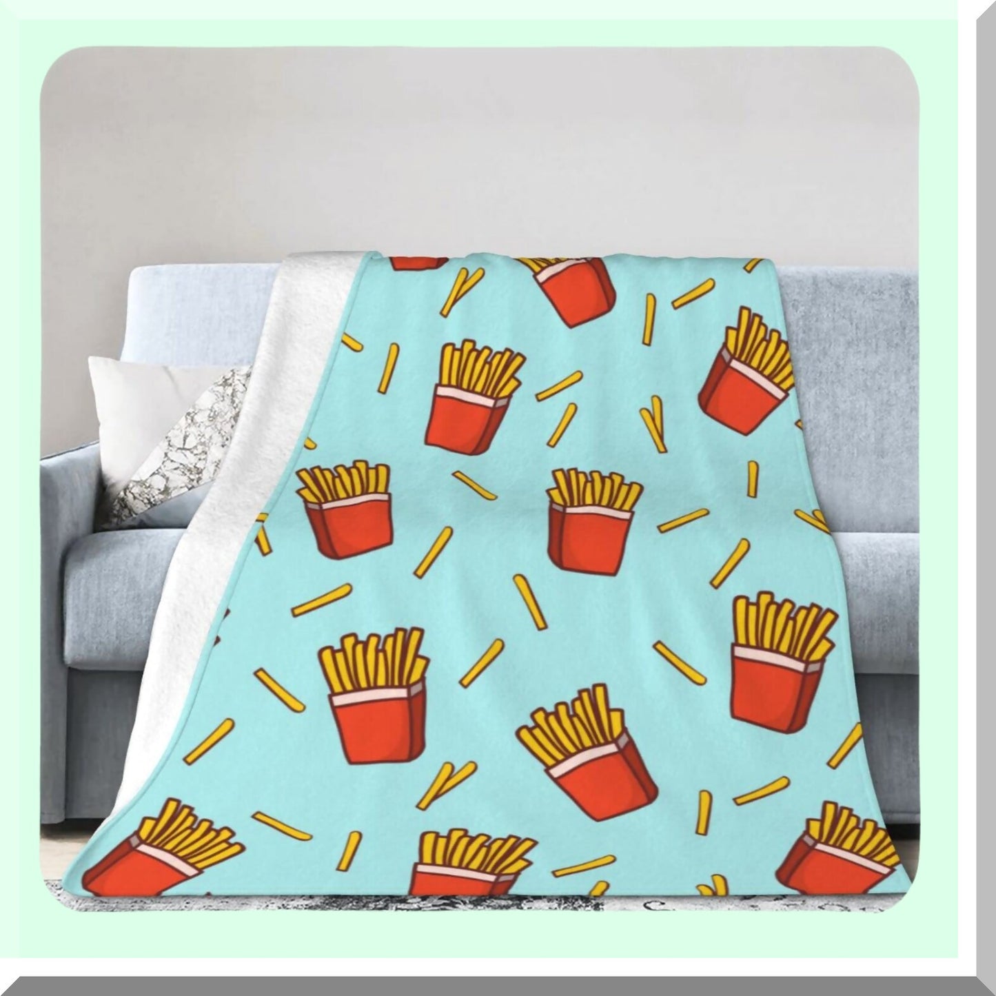 CozyCrave French Fries Fun Flannel Blanket - Super Soft, Warm, All-Season Throw for Couch, Bed, Office, Car - Perfect for Kids and Adults, 50"x40""