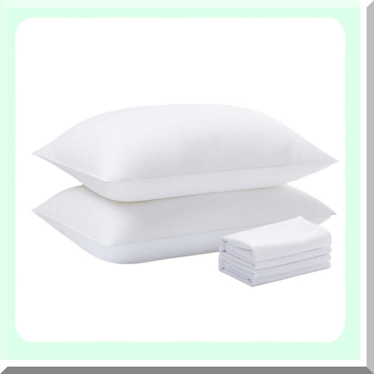 CoolDream Cooling Pillows - Soft Supportive Microfiber Filling for Side, Back, and Stomach Sleepers. Removable Cover, Standard Size, White (2 Pack)