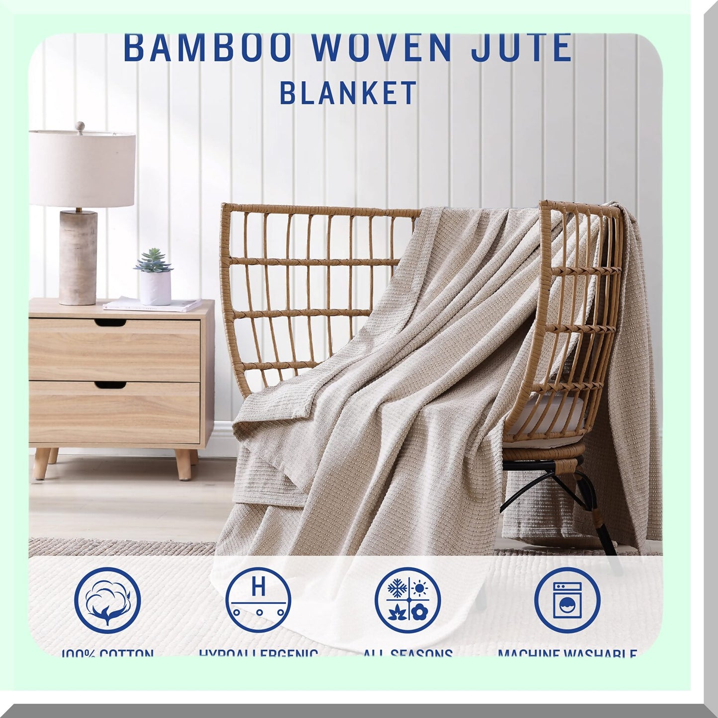 CozyCotton Twin Blanket - Soft, Medium Weight, All-Season Bamboo Woven Natural Brown Bedding