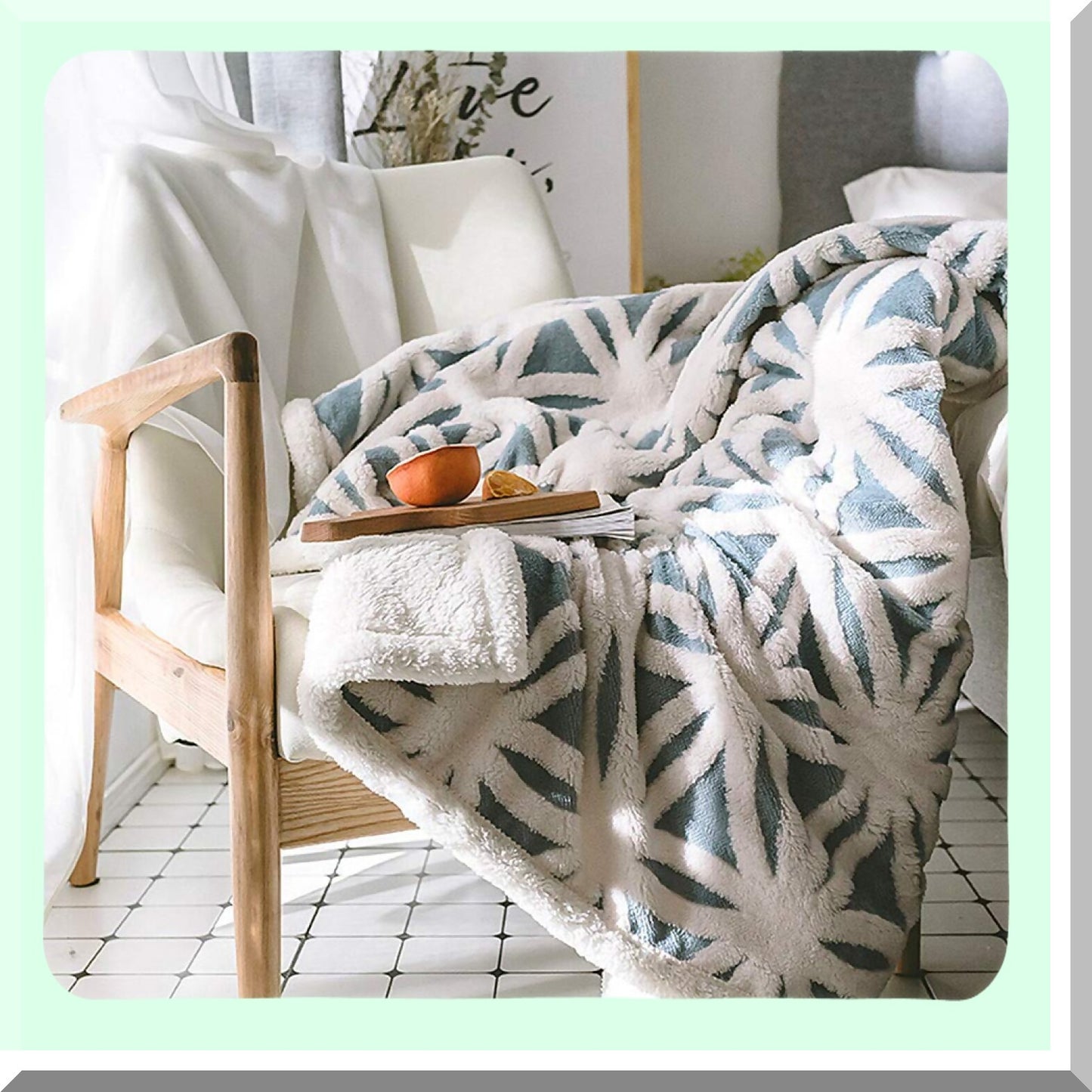 CozyLux Sherpa Throw: Ultra Plush, Super Soft, Lightweight Blanket for Bed & Couch - 60''x50'' Light Blue