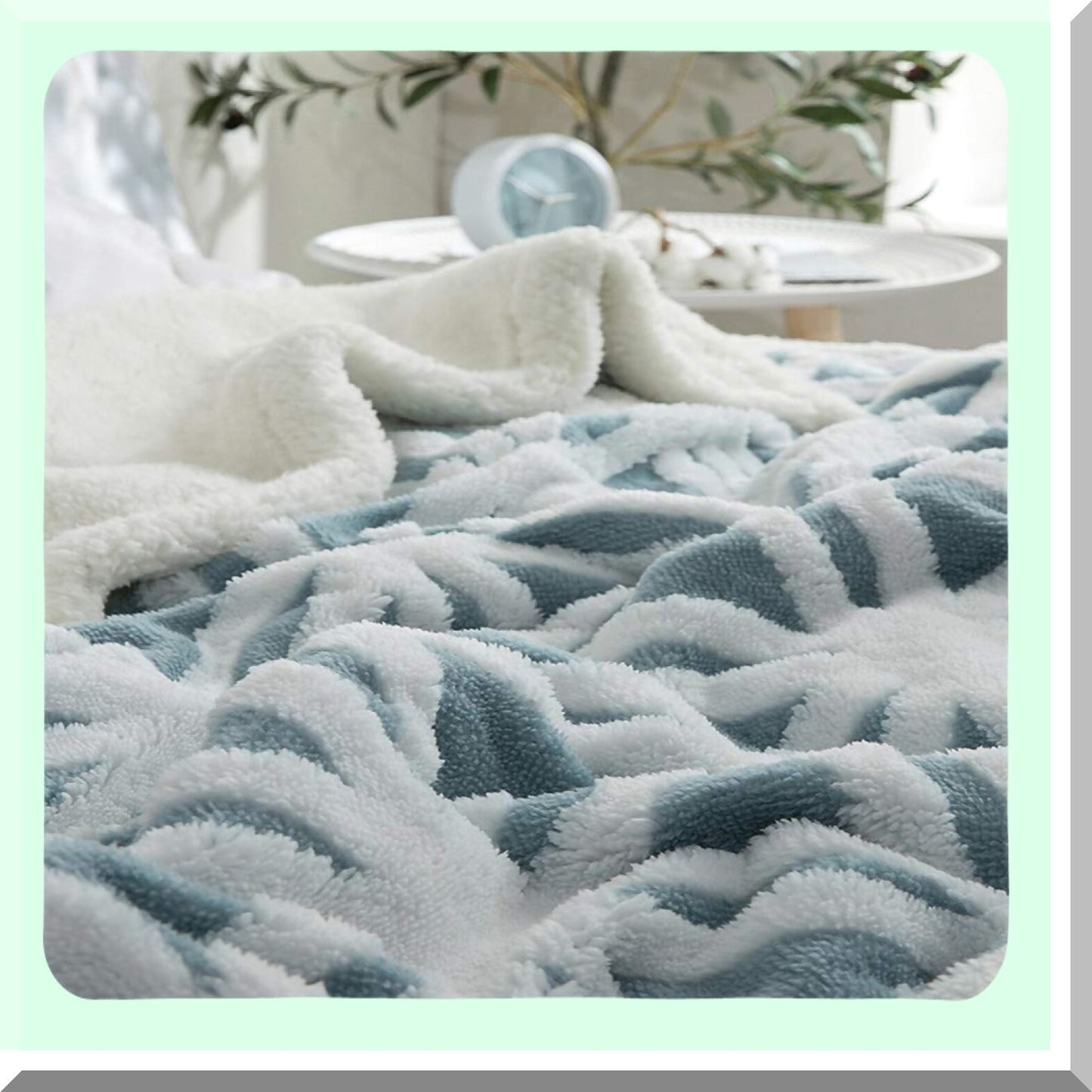 CozyLux Sherpa Throw: Ultra Plush, Super Soft, Lightweight Blanket for Bed & Couch - 60''x50'' Light Blue