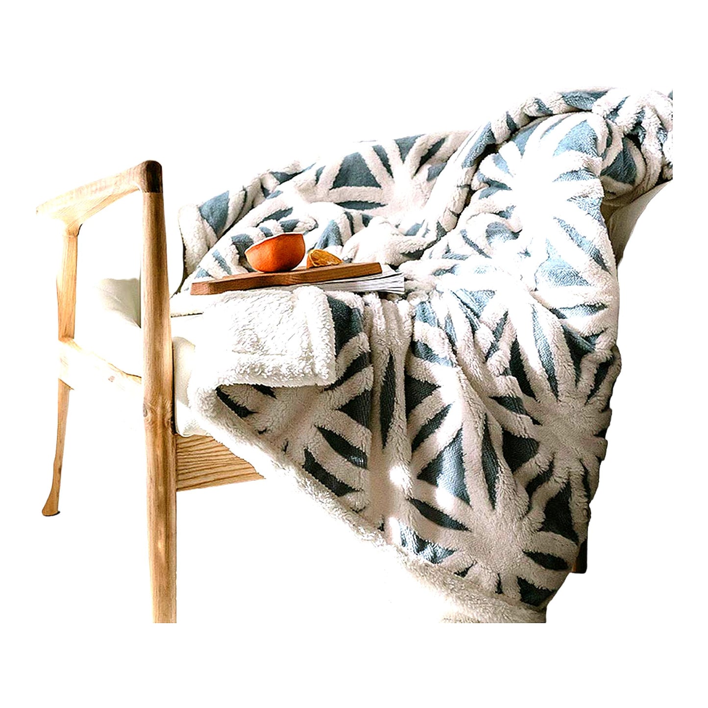 CozyLux Sherpa Throw: Ultra Plush, Super Soft, Lightweight Blanket for Bed & Couch - 60''x50'' Light Blue