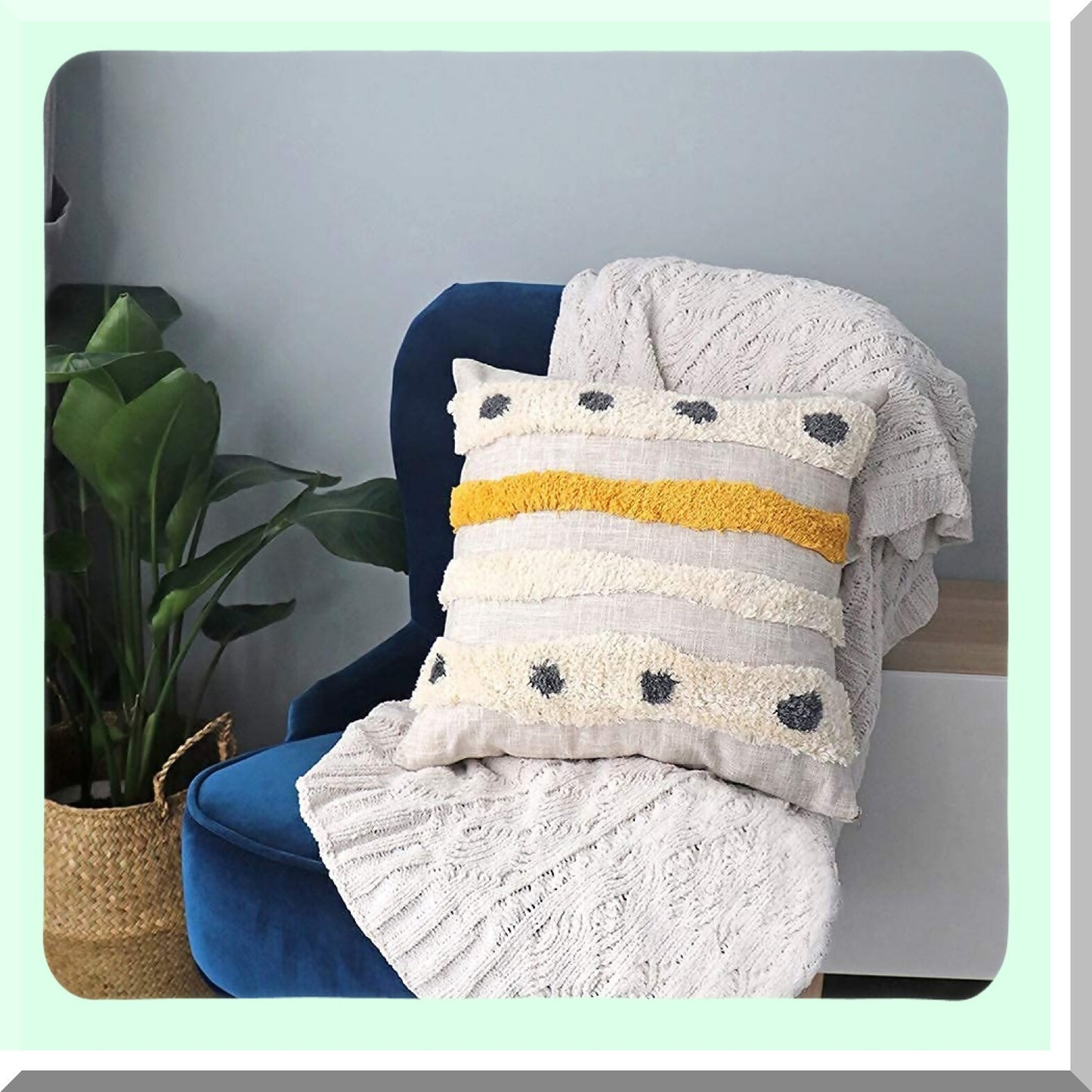 Handwoven Boho Striped Linen Cotton Throw Pillow - Decorative Cushion Cover for Couch Sofa - 18x18 inches - Mustard Yellow - 1 PC