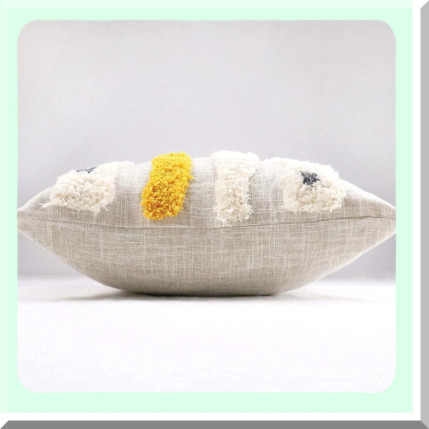 Handwoven Boho Striped Linen Cotton Throw Pillow - Decorative Cushion Cover for Couch Sofa - 18x18 inches - Mustard Yellow - 1 PC