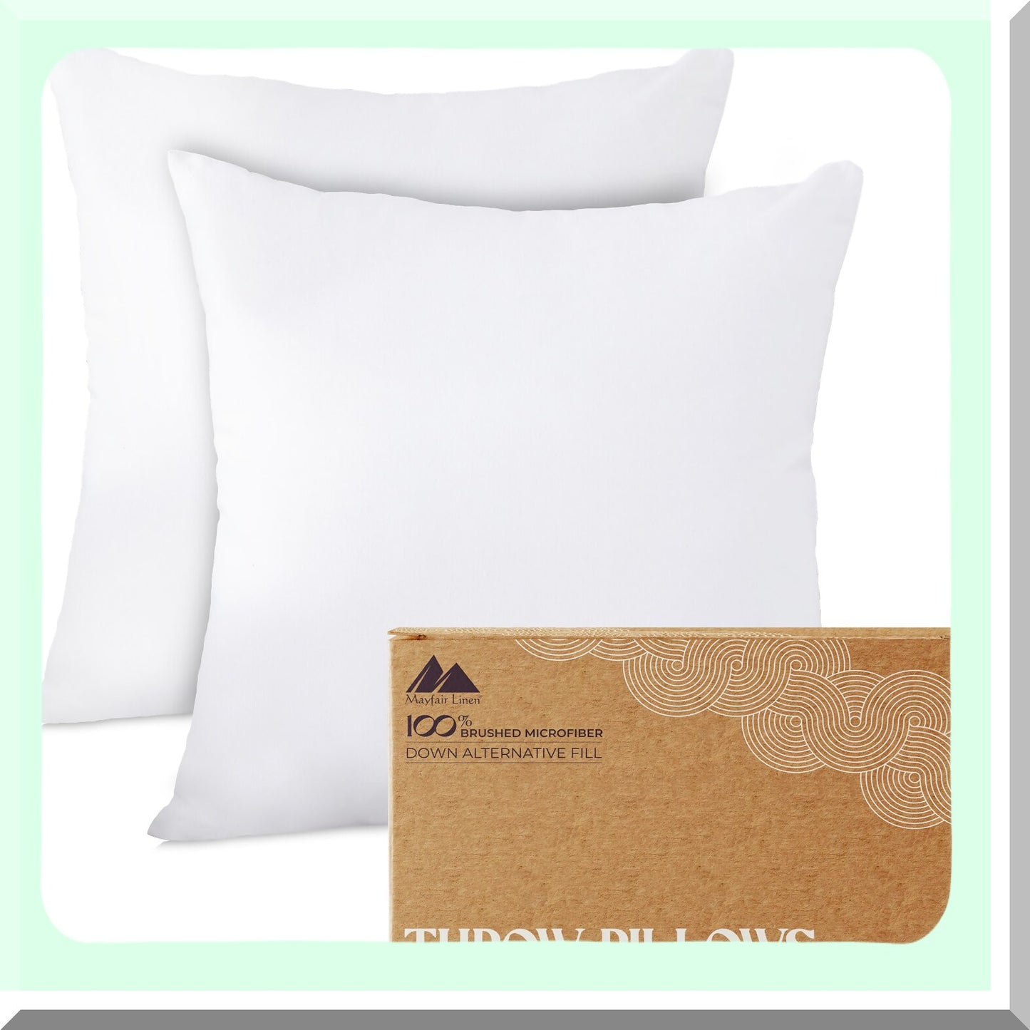 Fluffy White Pillow Inserts - 2 Pack Large Sofa Bed Pillows - Decorative Throw Pillow Inserts for Couch & Living Room - 26x26 Throw Pillow Covers