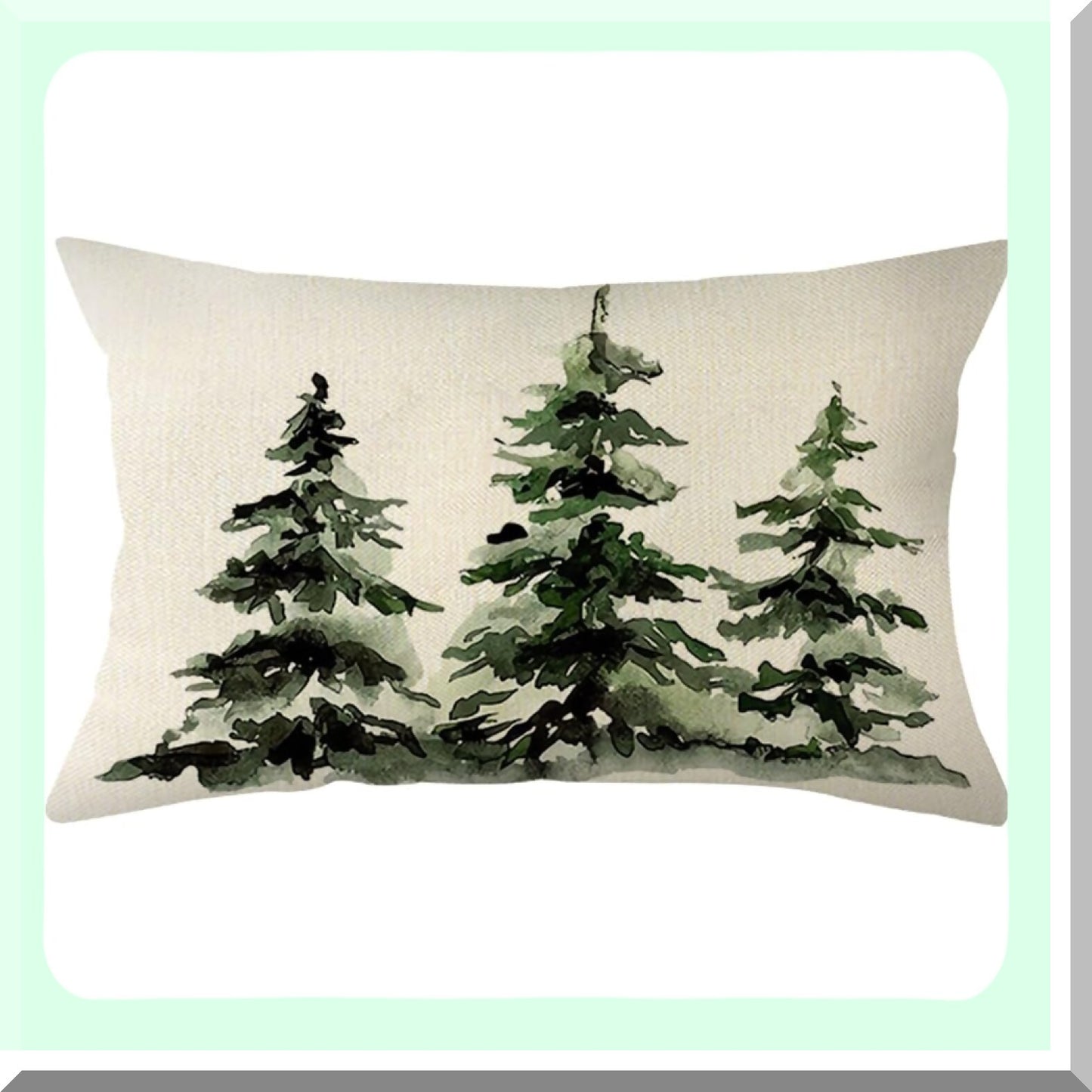 Winter Wonderland Tree Pillow Cover - Festive Holiday Decor for Sofa & Couch - Snowy 12x20 Inch Cushion Case - Christmas Home Decoration