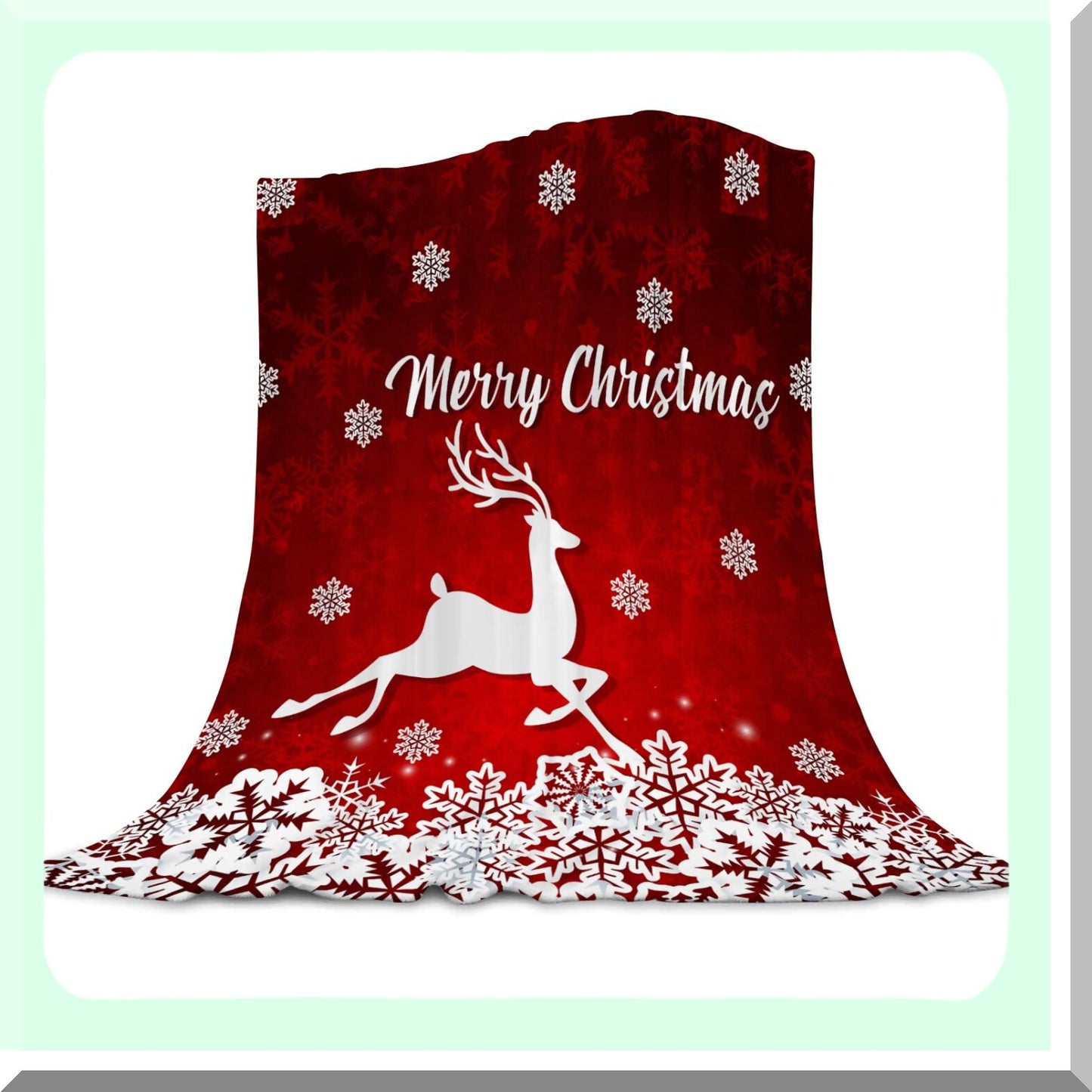 CozySnowflake Red & White Fleece Throw - Soft Plush Blanket for Bedroom, Couch, or Sofa (60"x80")"