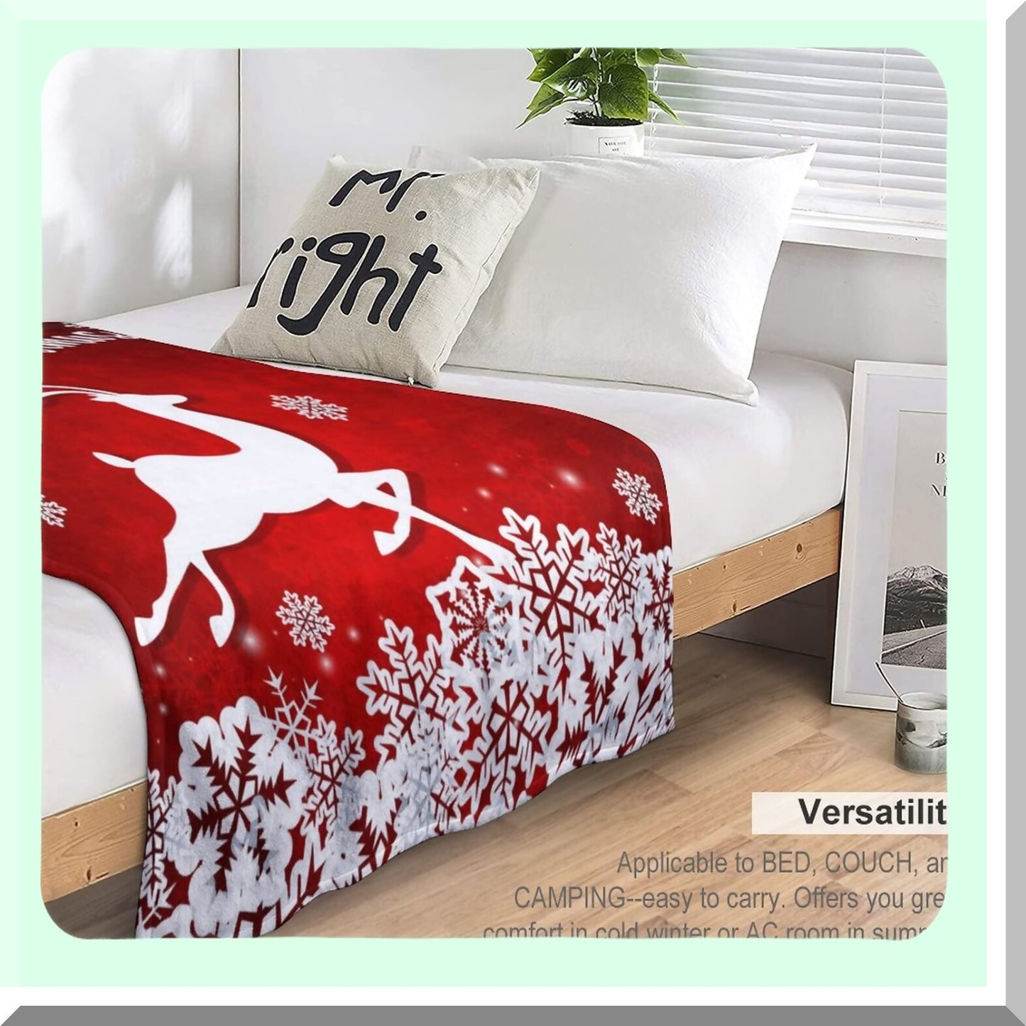 CozySnowflake Red & White Fleece Throw - Soft Plush Blanket for Bedroom, Couch, or Sofa (60"x80")"