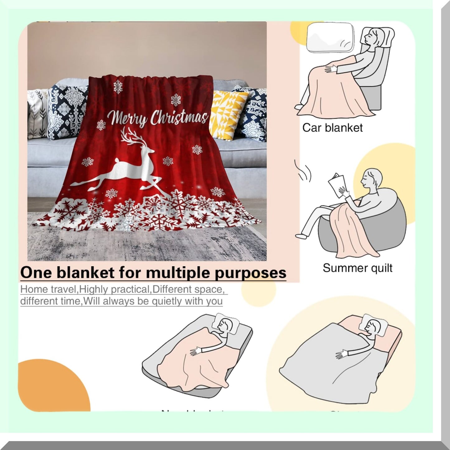 CozySnowflake Red & White Fleece Throw - Soft Plush Blanket for Bedroom, Couch, or Sofa (60"x80")"