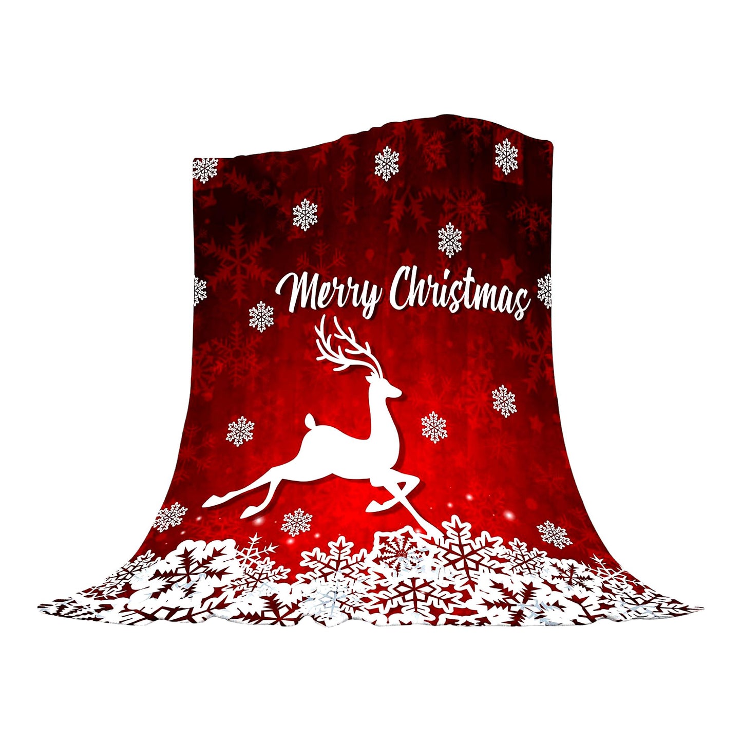 CozySnowflake Red & White Fleece Throw - Soft Plush Blanket for Bedroom, Couch, or Sofa (60"x80")"