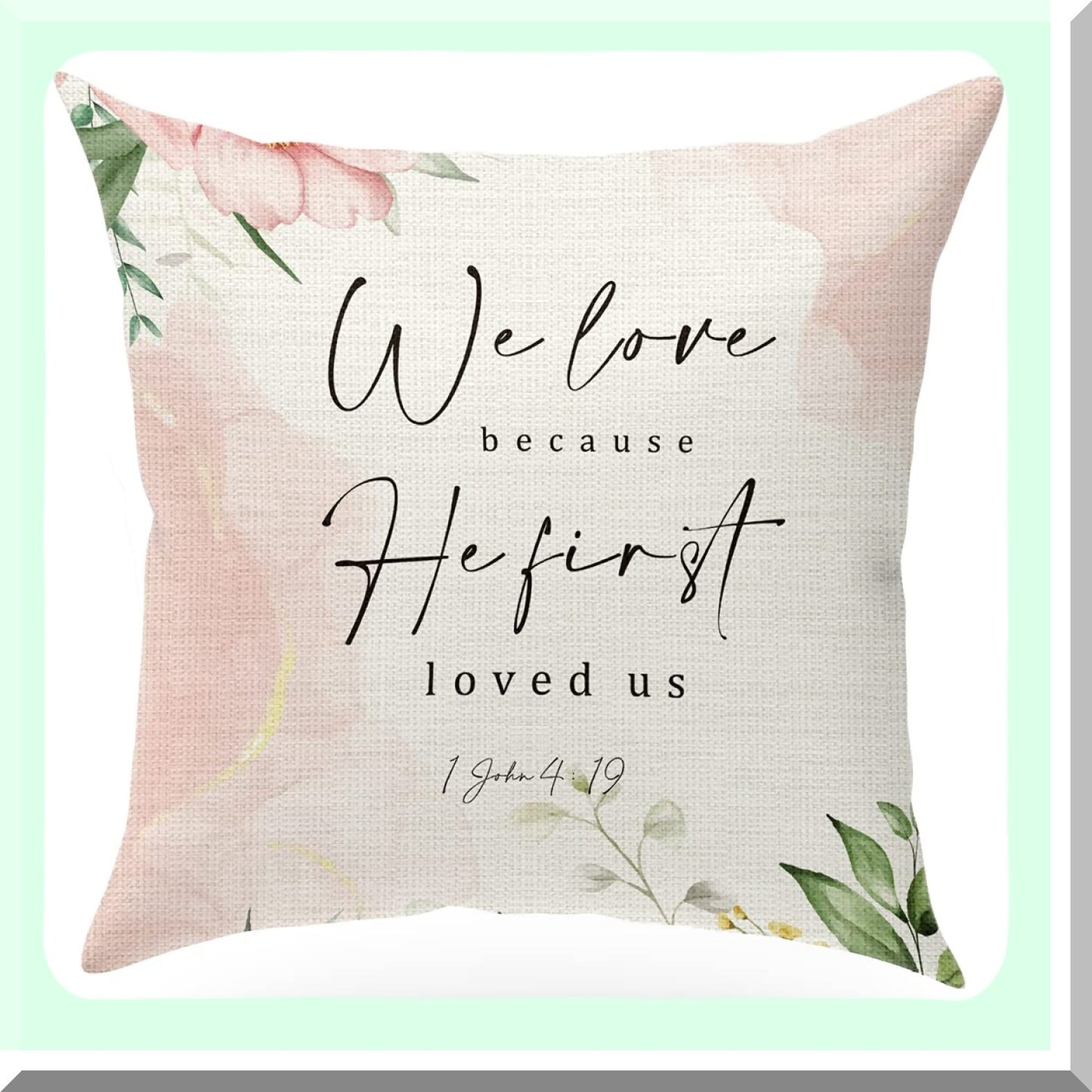 Christian Verse Decor Pillow - Scripture Sayings Cushion Cover for Sofa Bed, Living Room & Porch Decoration - Religious Bible Art Gift 18x18"