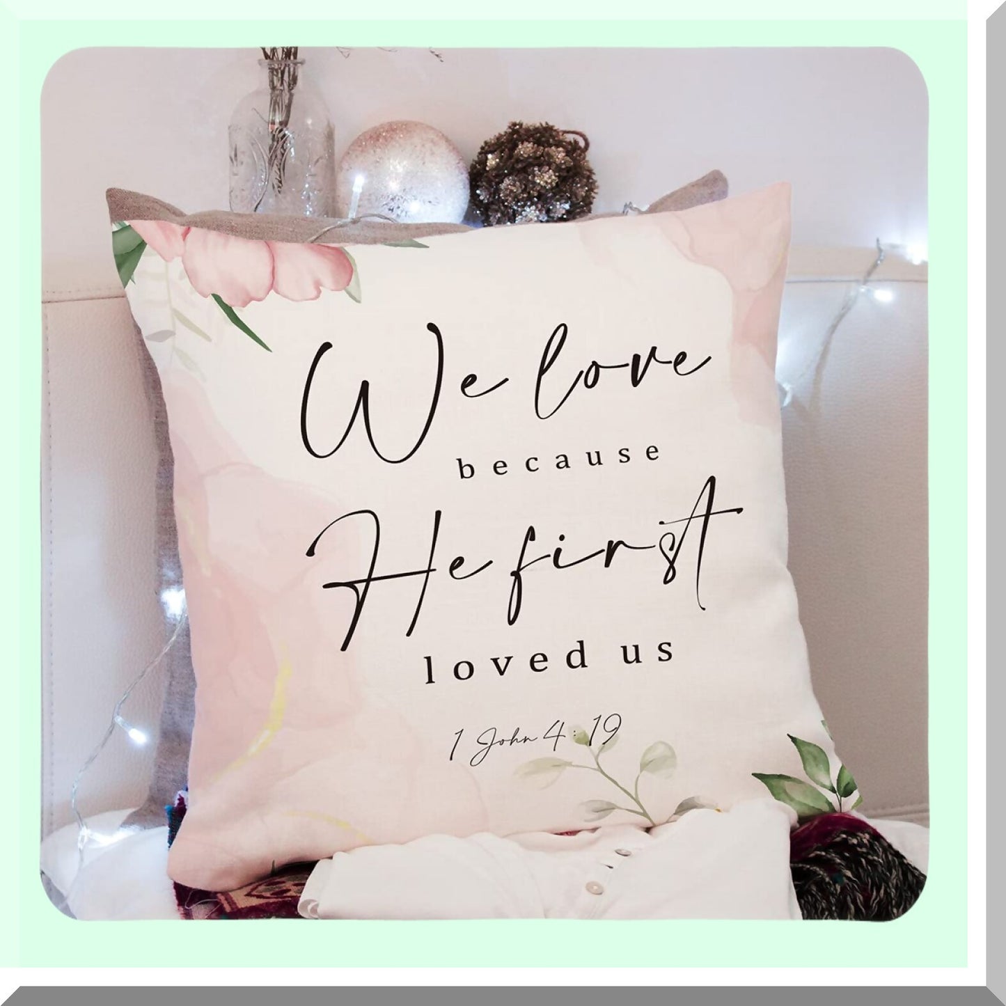 Christian Verse Decor Pillow - Scripture Sayings Cushion Cover for Sofa Bed, Living Room & Porch Decoration - Religious Bible Art Gift 18x18"
