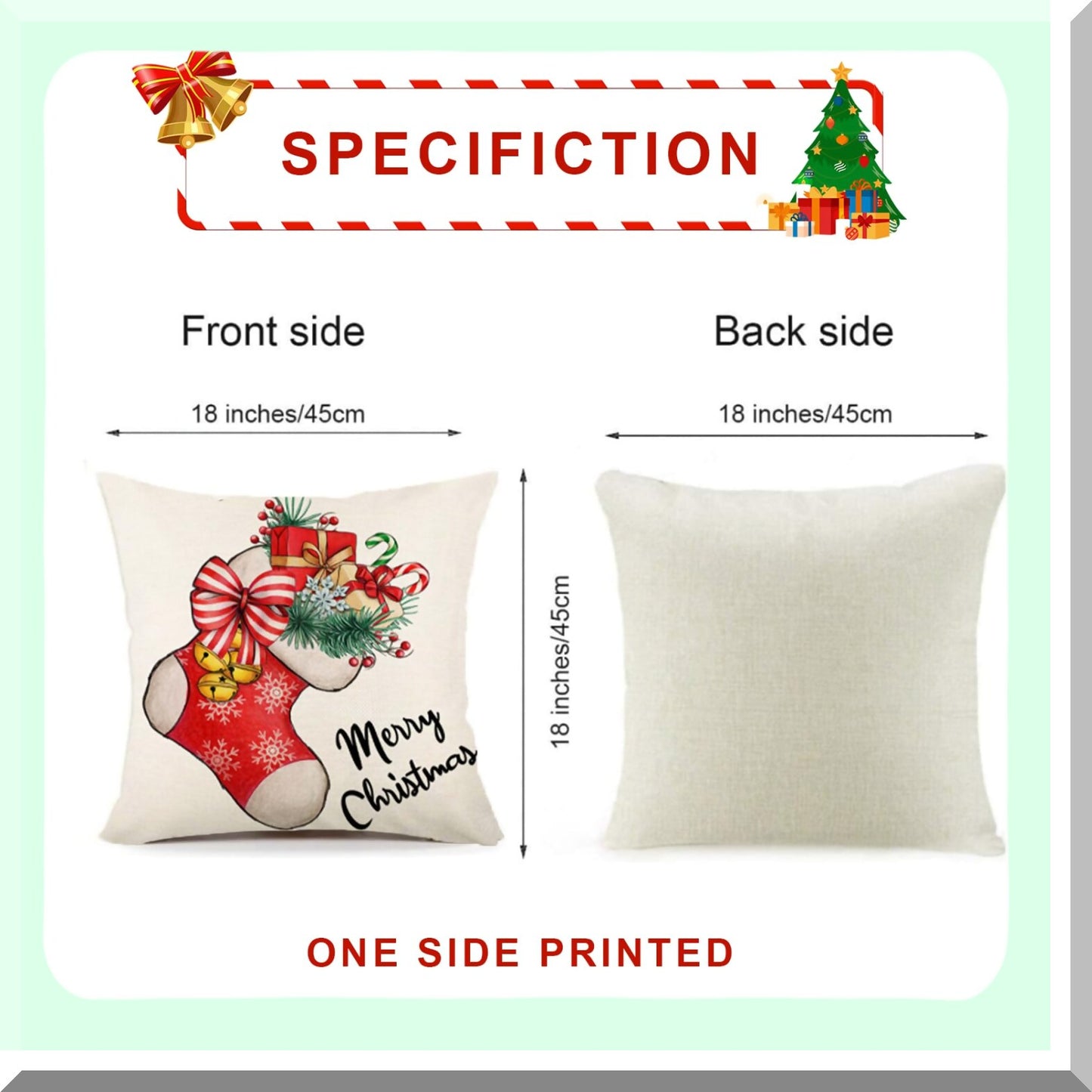 Holiday Blessing Decorative Pillow Covers Set - 18x18 Throw Pillow Covers for Home Sofa - Set of 4 Colorful Gift Decorations