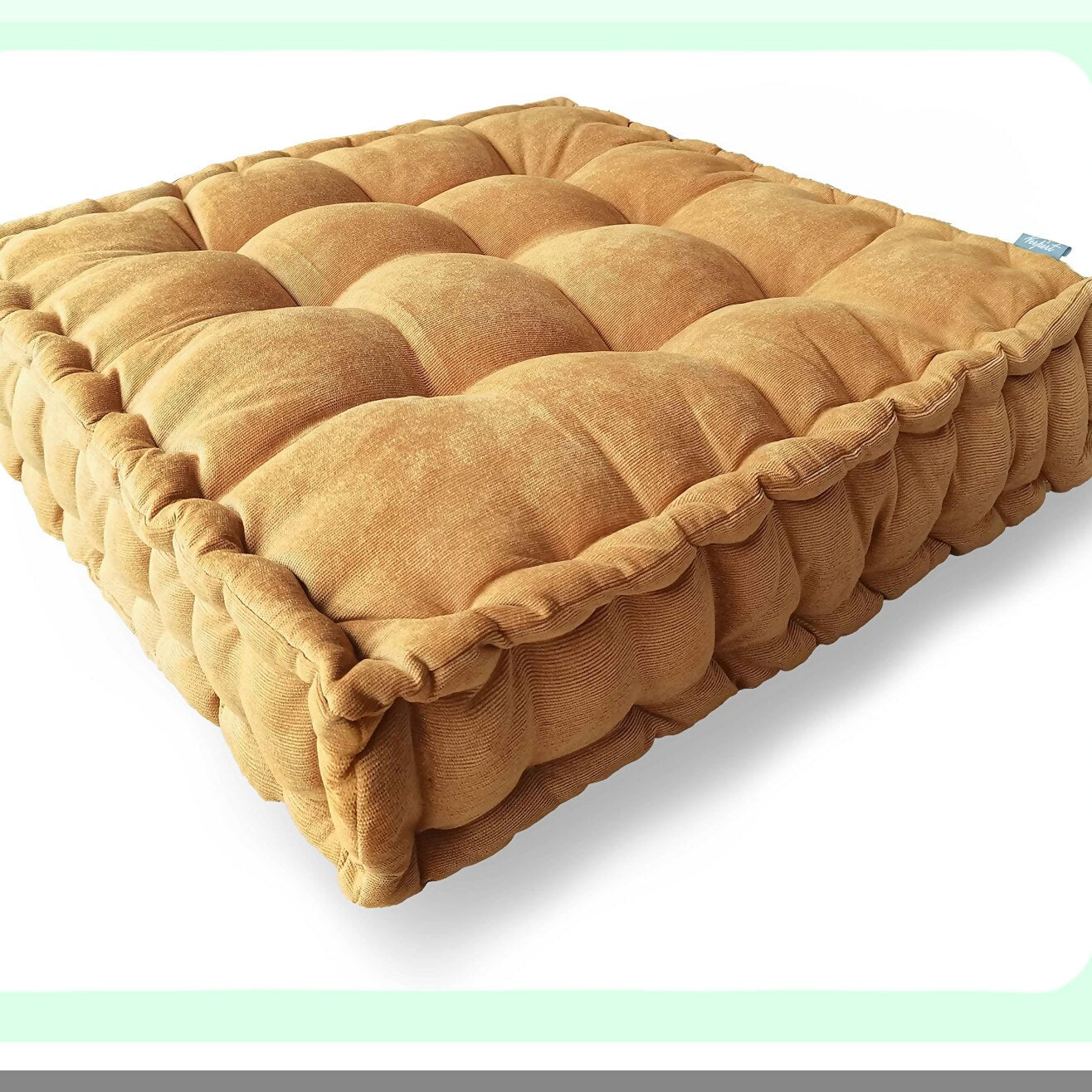 Sunshine Zen Floor Cushion - 25x25 Inch Square Meditation Pillow for Adults & Kids. Oversized Tufted Seat Cushion for Reading Nook & Yoga. Yellow Sitting Pillow for Floor Seating.