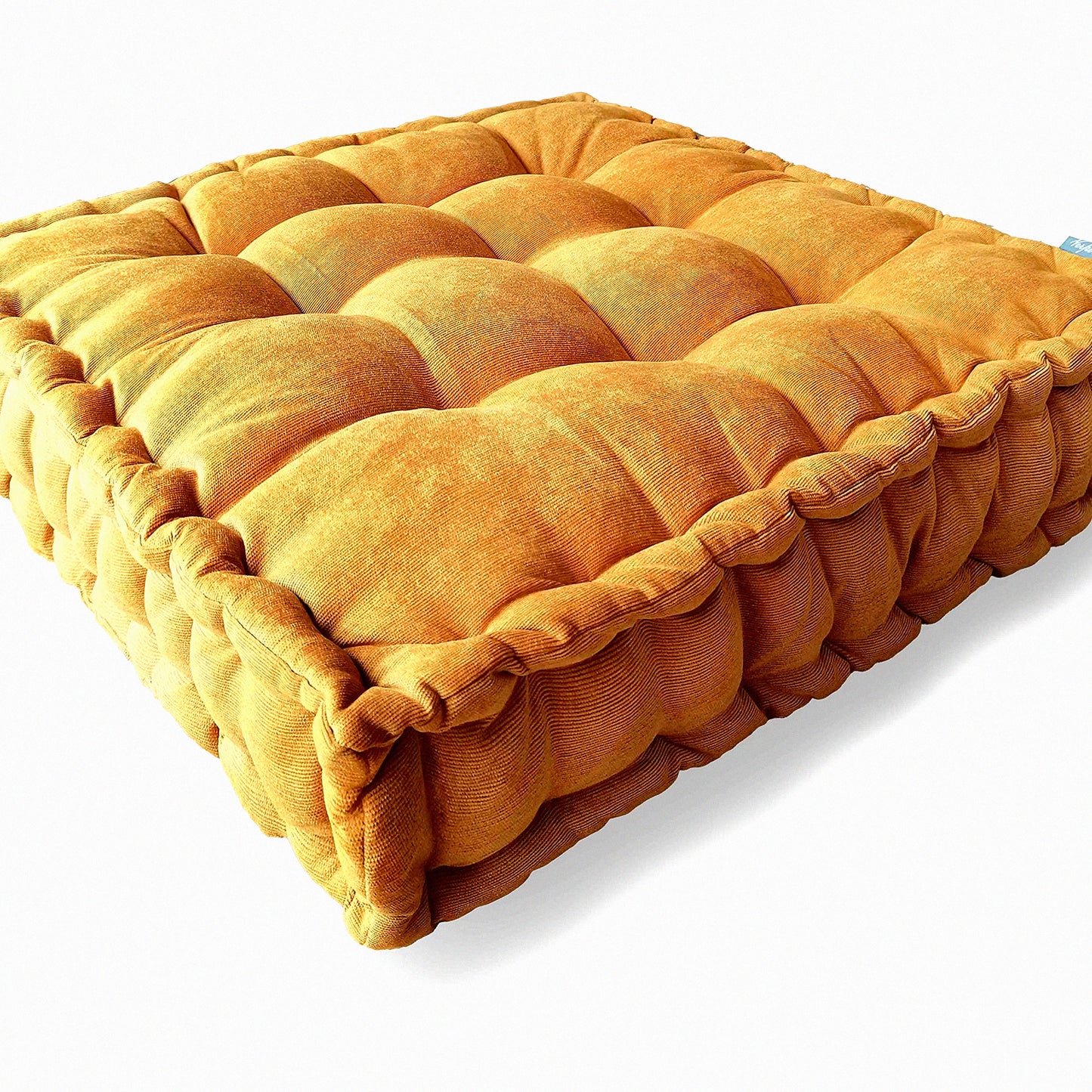 Sunshine Zen Floor Cushion - 25x25 Inch Square Meditation Pillow for Adults & Kids. Oversized Tufted Seat Cushion for Reading Nook & Yoga. Yellow Sitting Pillow for Floor Seating.