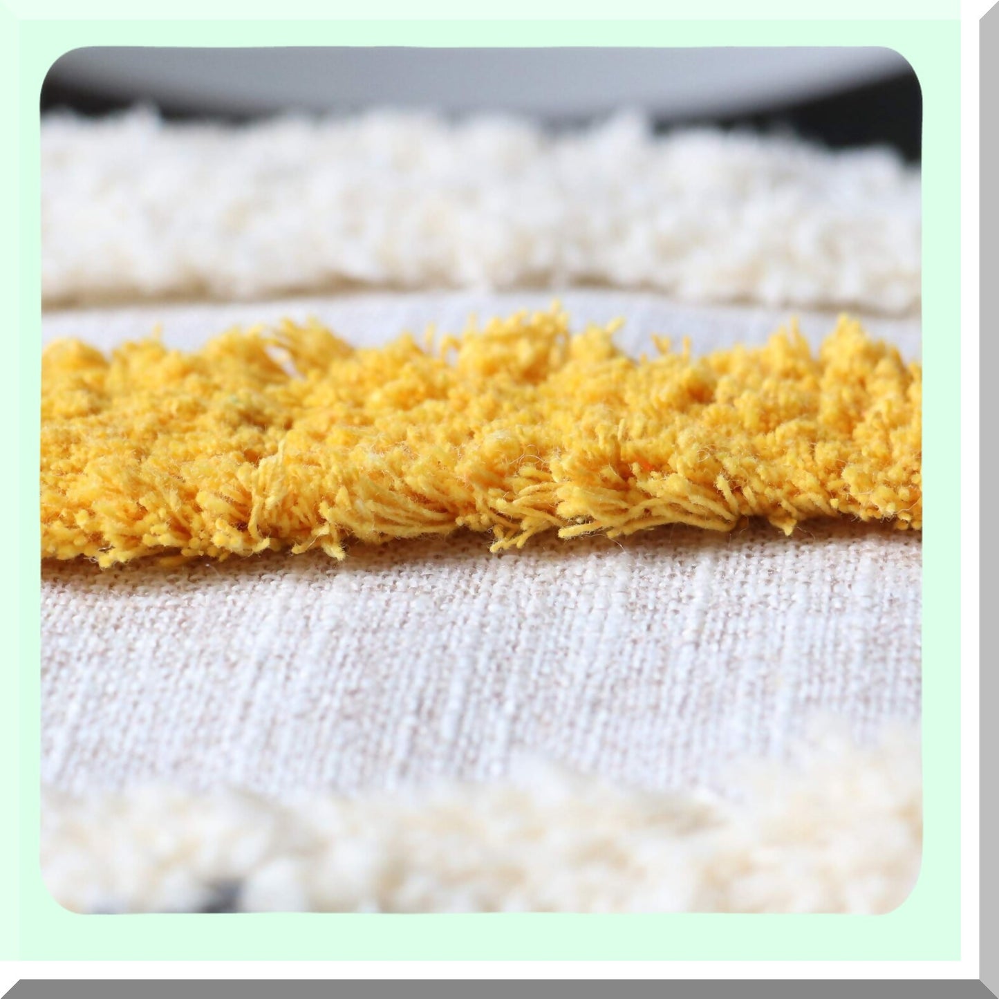 Handwoven Boho Striped Lumbar Pillow Cover - Linen Cotton Decorative Cushion Case for Couch Sofa - Beige Yellow 12x20 Inch - Tufted Simple Design