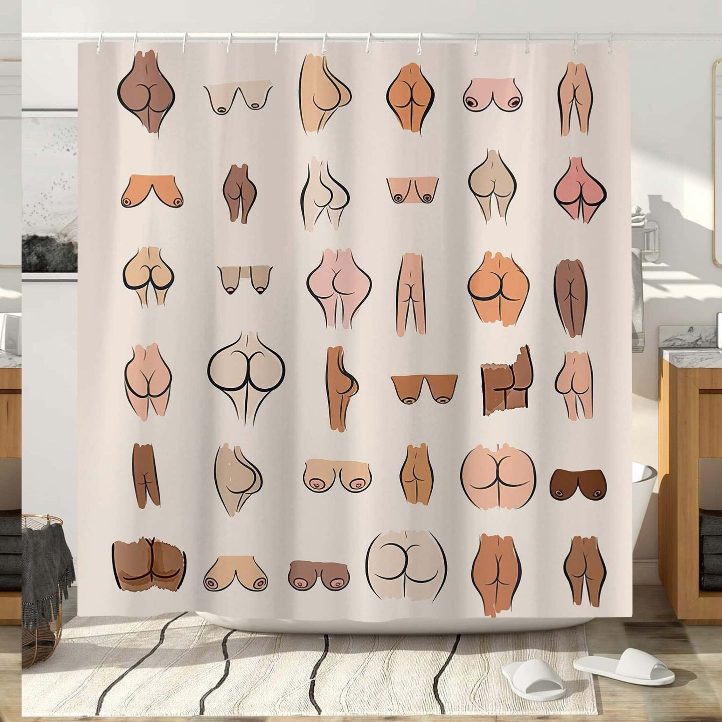 Funny Butt Shower Curtain 69x72 inch