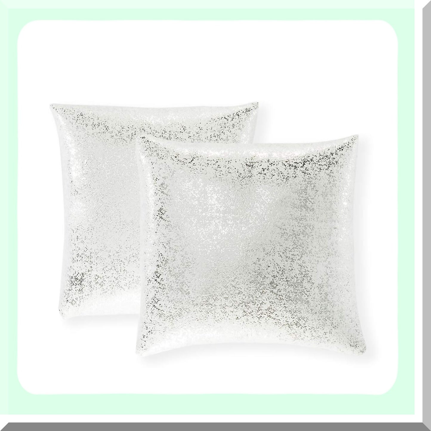Sparkling Suede Pillow Covers - Set of 2 Soft Square Throw Cushion Cases for Sofa Bedroom Car - Solid Color Decorative 18x18 Inch Silver White