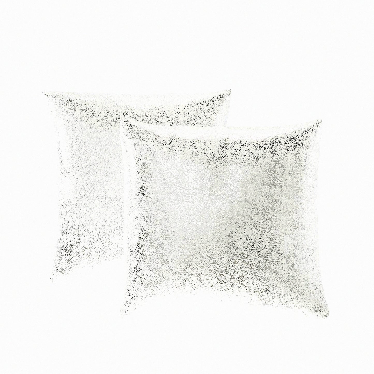Sparkling Suede Pillow Covers - Set of 2 Soft Square Throw Cushion Cases for Sofa Bedroom Car - Solid Color Decorative 18x18 Inch Silver White