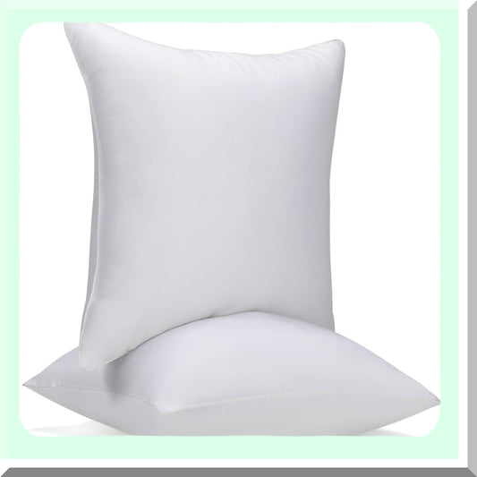 UltraSoft Hypoallergenic Pillow Inserts - 24x24 Inches, 2 Pack White Decorative Stuffer Pillows - Lightweight Down Alternative Square Sham Stuffer