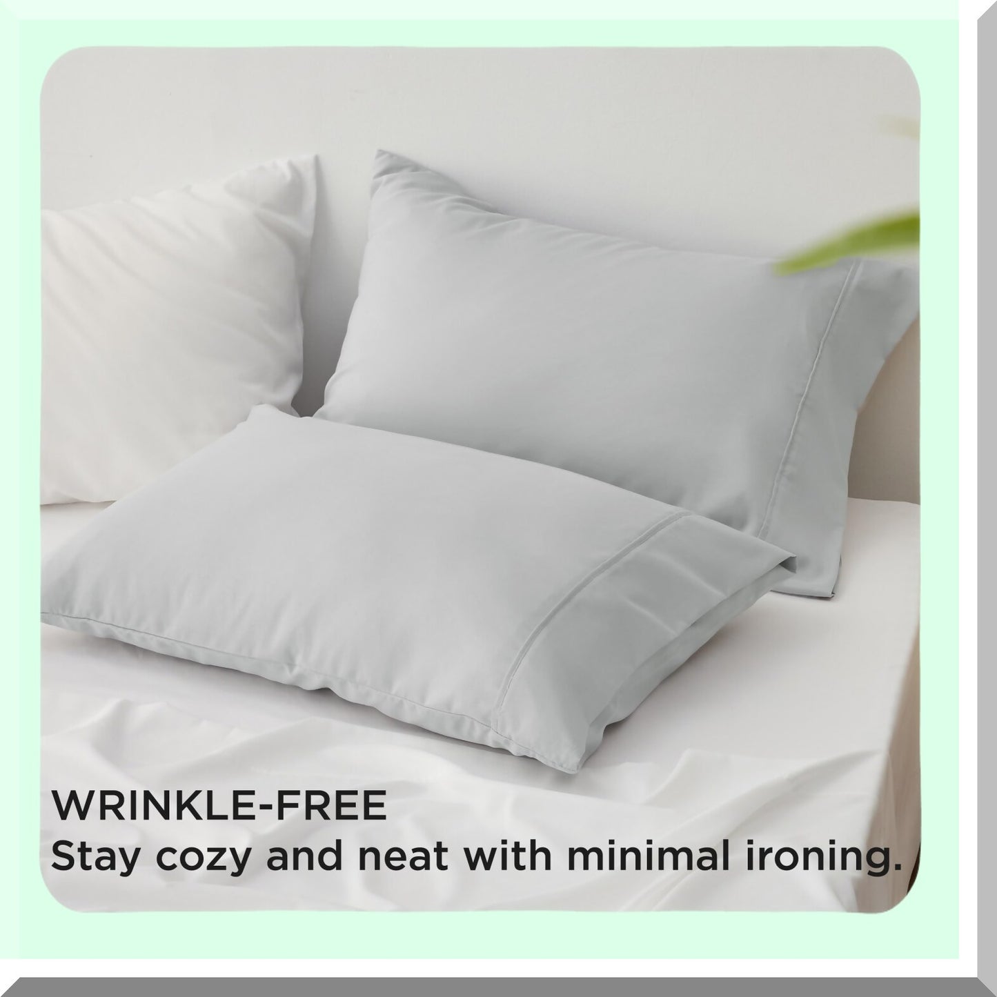 BambooCool Standard Pillowcase Set - Breathable, Soft & Wrinkle-Free Pillow Covers - Envelope Closure - Cooling Technology - Gifts - Grey - 20x26"